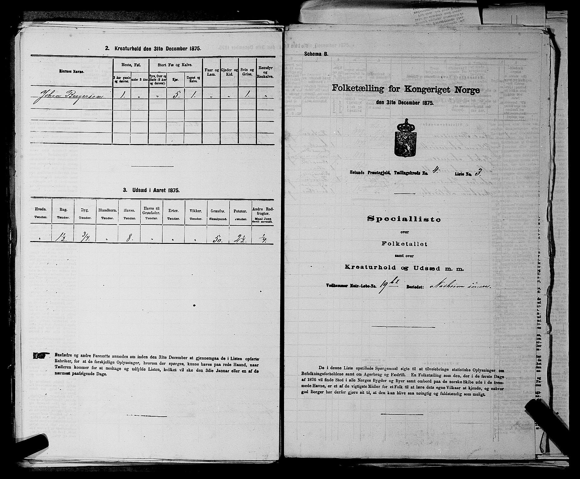 RA, 1875 census for 0221P Høland, 1875, p. 780