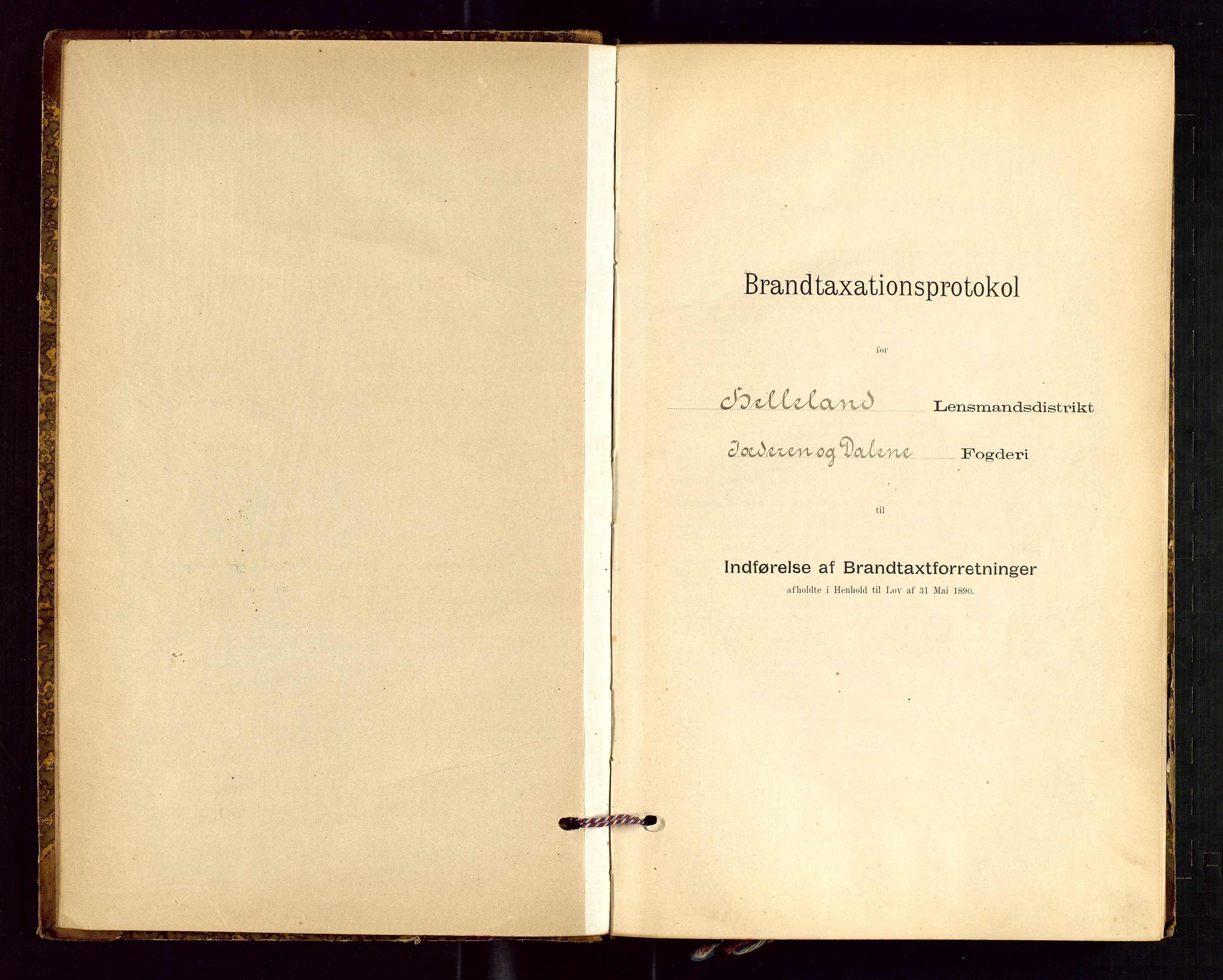 Helleland lensmannskontor, SAST/A-100209/Gob/L0001: "Brandtaxationsprotokol", 1896-1919