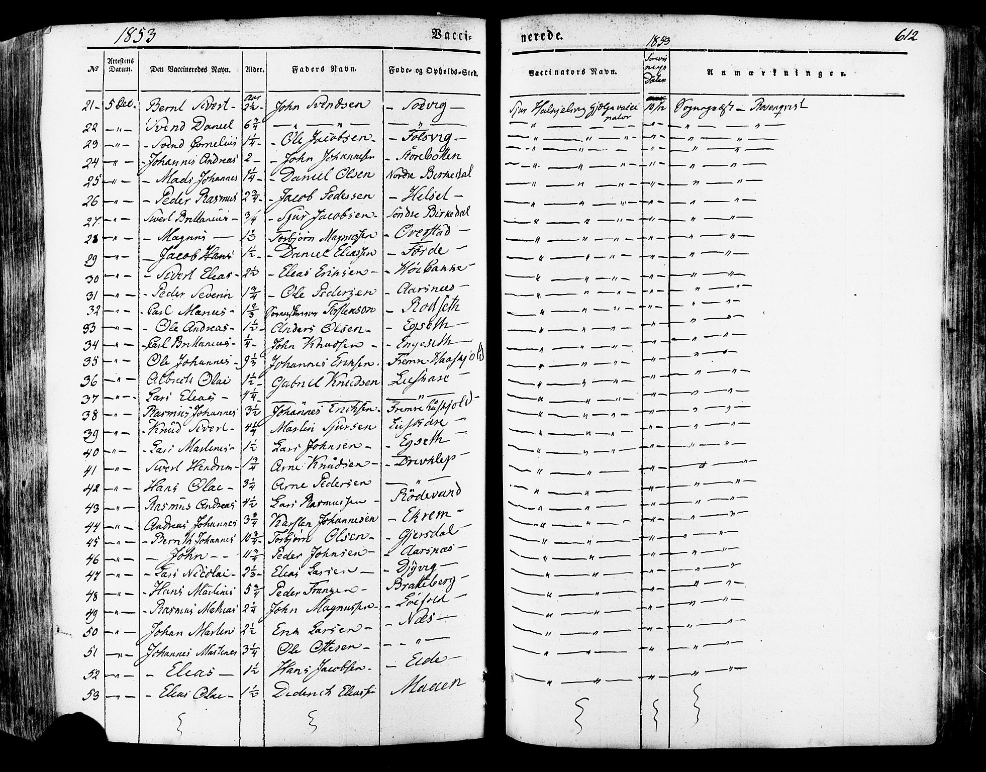Ministerialprotokoller, klokkerbøker og fødselsregistre - Møre og Romsdal, SAT/A-1454/511/L0140: Parish register (official) no. 511A07, 1851-1878, p. 612