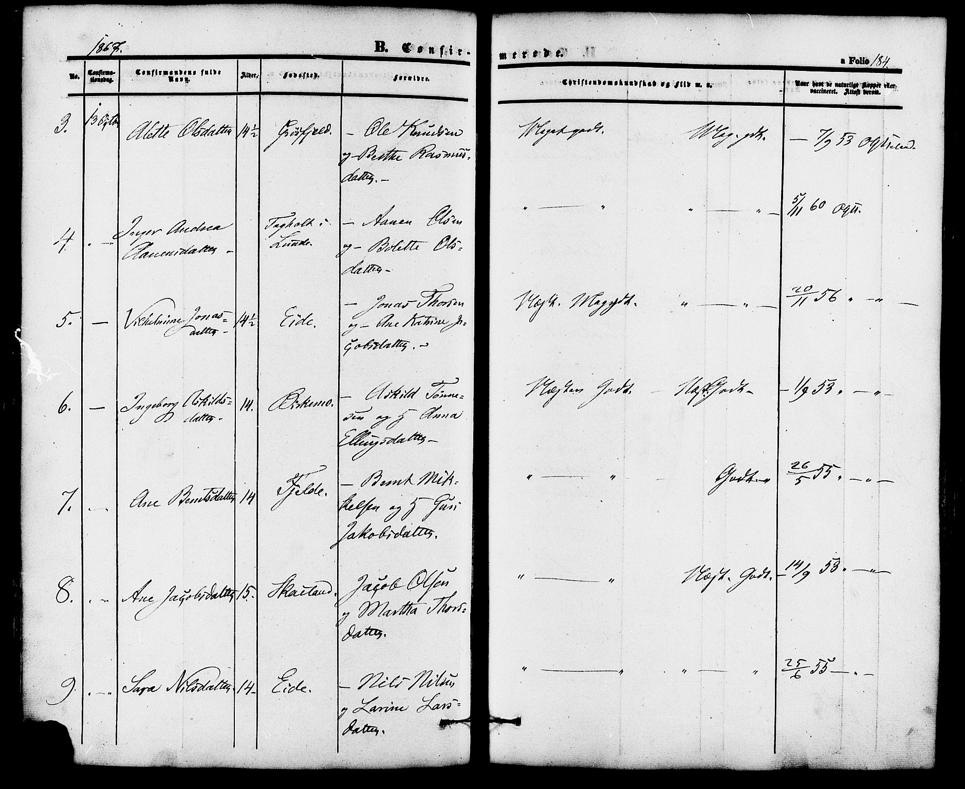 Lund sokneprestkontor, AV/SAST-A-101809/S06/L0010: Parish register (official) no. A 9, 1854-1886, p. 184