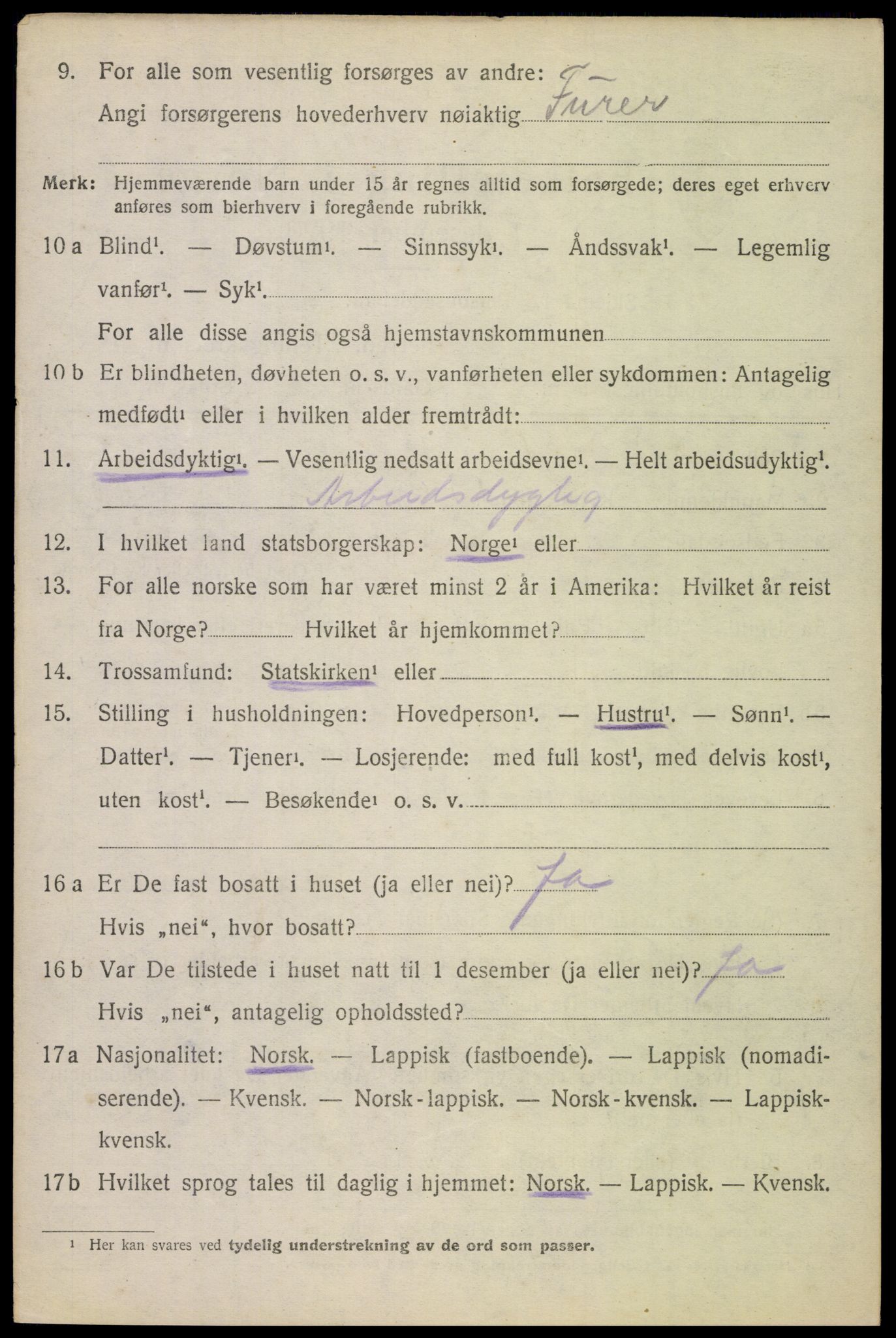 SAT, 1920 census for Evenes, 1920, p. 13185