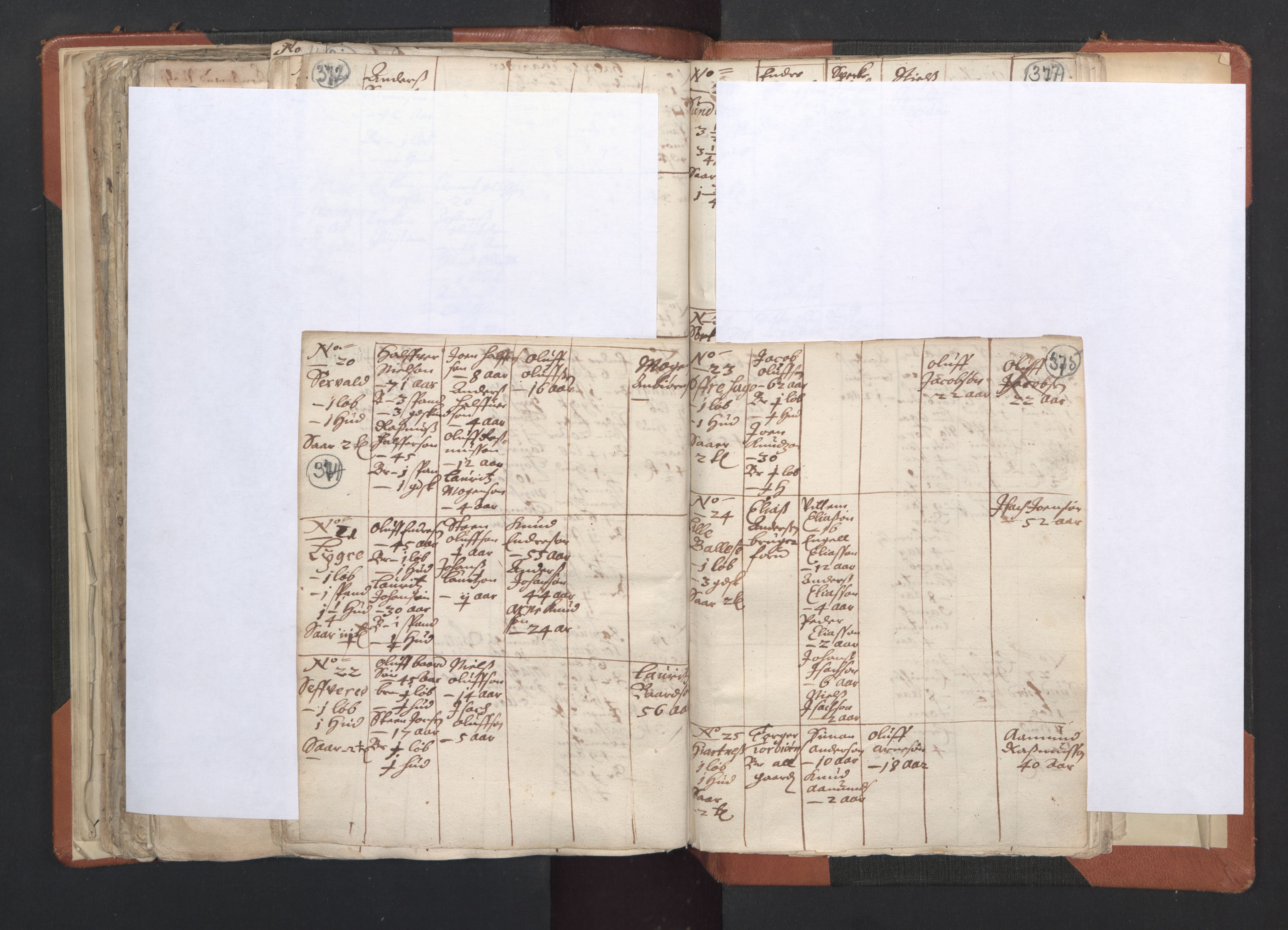 RA, Vicar's Census 1664-1666, no. 20: Sunnhordland deanery, 1664-1666, p. 374-375