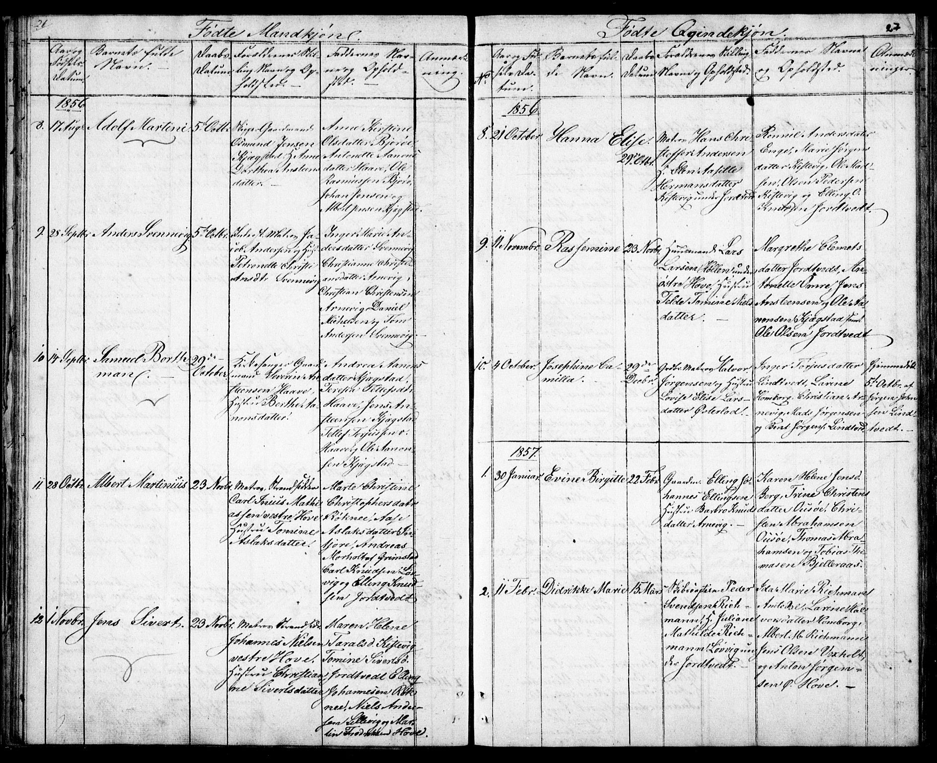 Hommedal sokneprestkontor, AV/SAK-1111-0023/F/Fb/Fba/L0002: Parish register (copy) no. B 2, 1841-1863, p. 27