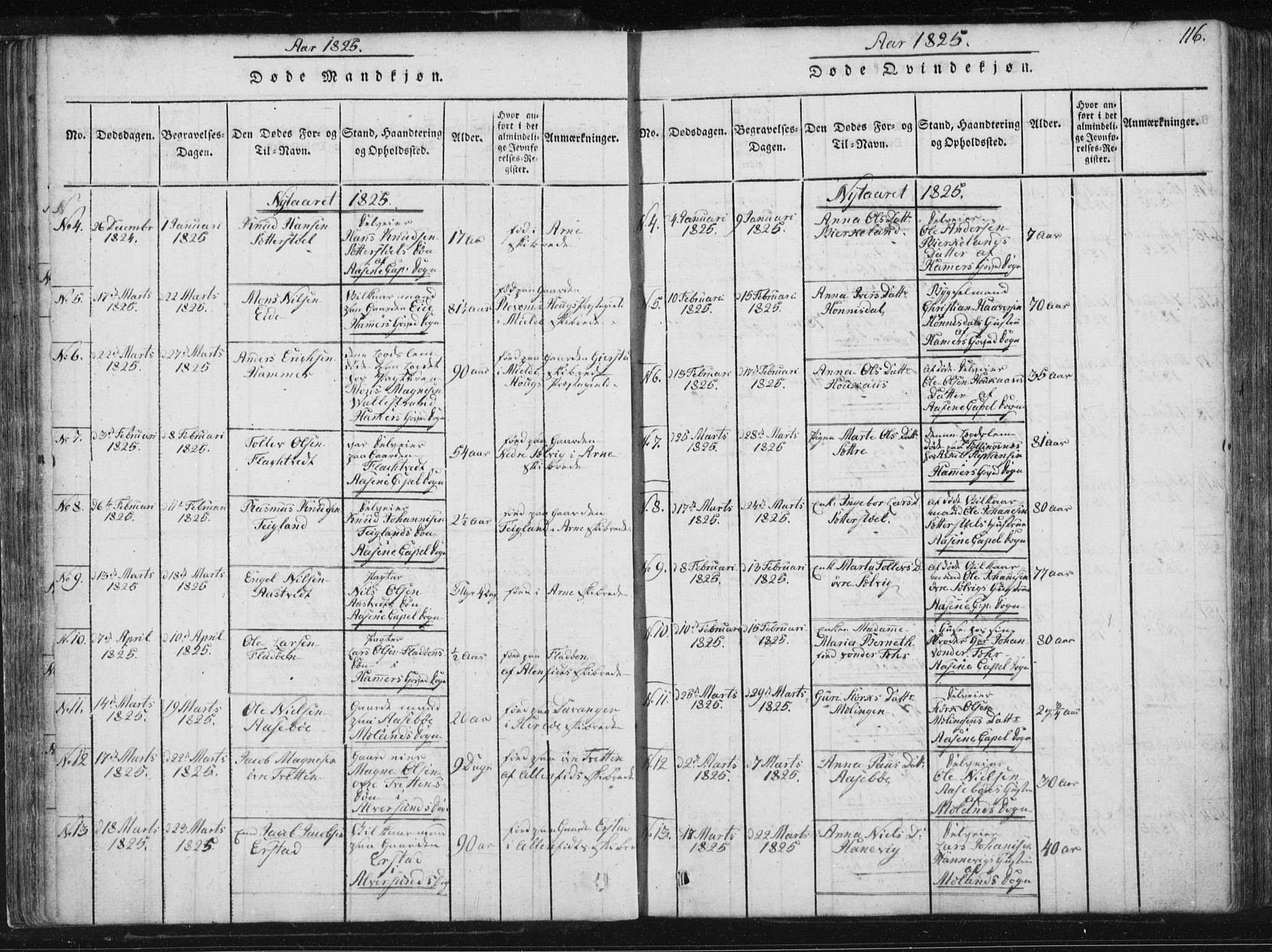 Hamre sokneprestembete, AV/SAB-A-75501/H/Ha/Haa/Haaa/L0010: Parish register (official) no. A 10, 1816-1826, p. 116