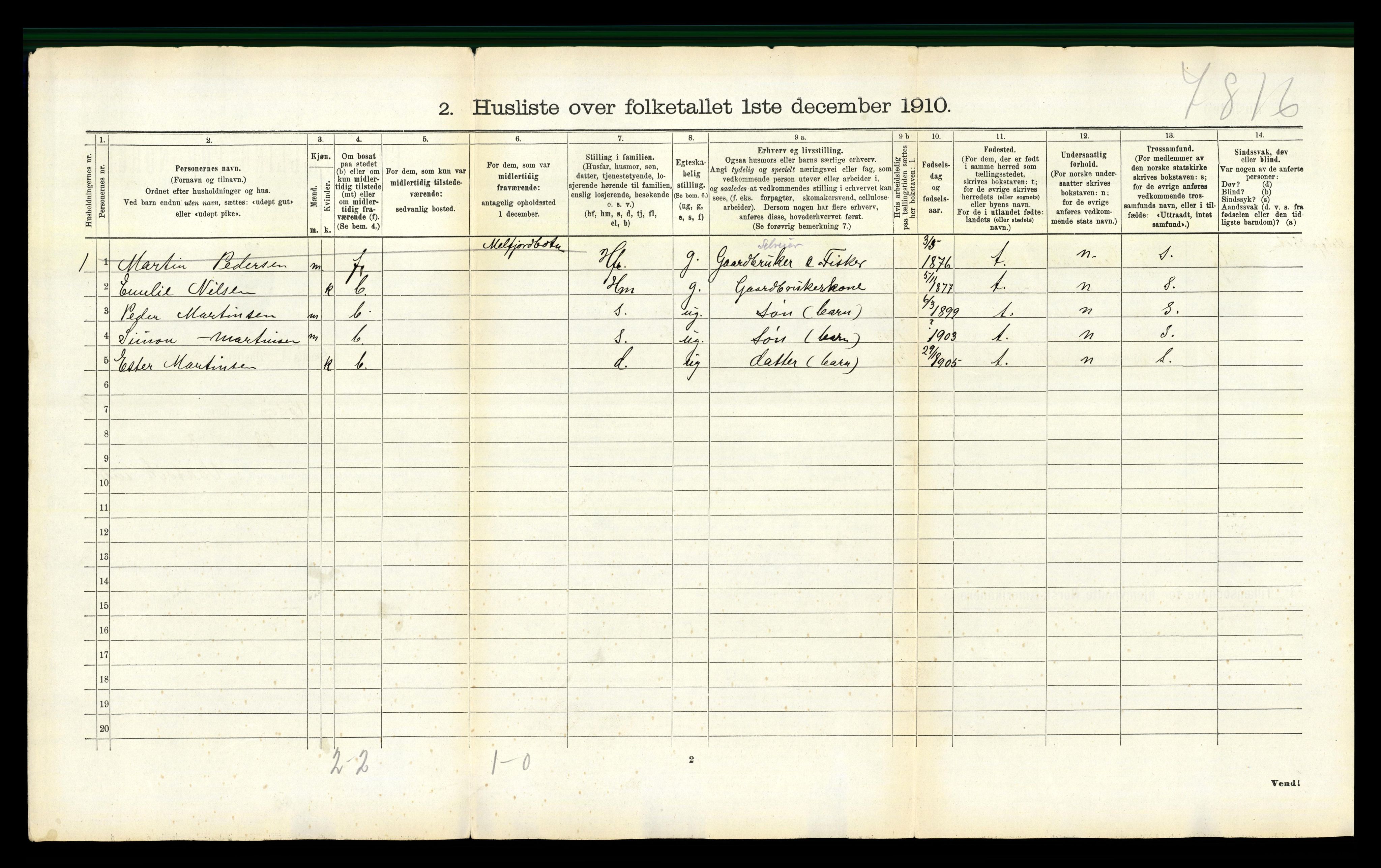 RA, 1910 census for Rødøy, 1910, p. 292