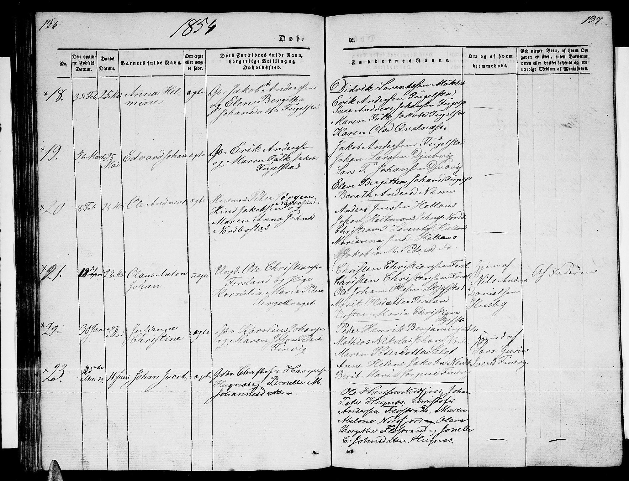 Ministerialprotokoller, klokkerbøker og fødselsregistre - Nordland, AV/SAT-A-1459/838/L0555: Parish register (copy) no. 838C02, 1842-1861, p. 136-137