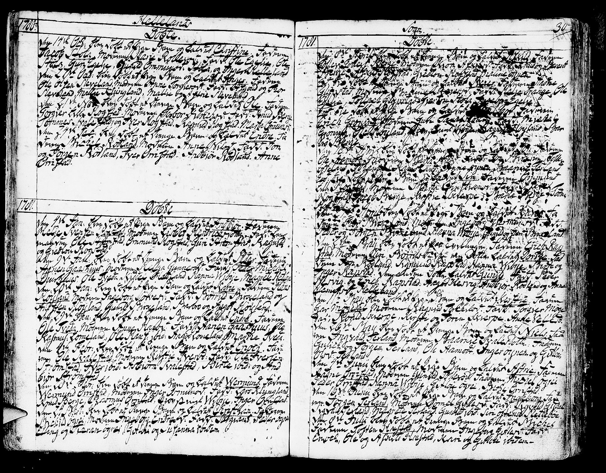 Helleland sokneprestkontor, SAST/A-101810: Parish register (official) no. A 2 /1, 1762-1791, p. 30