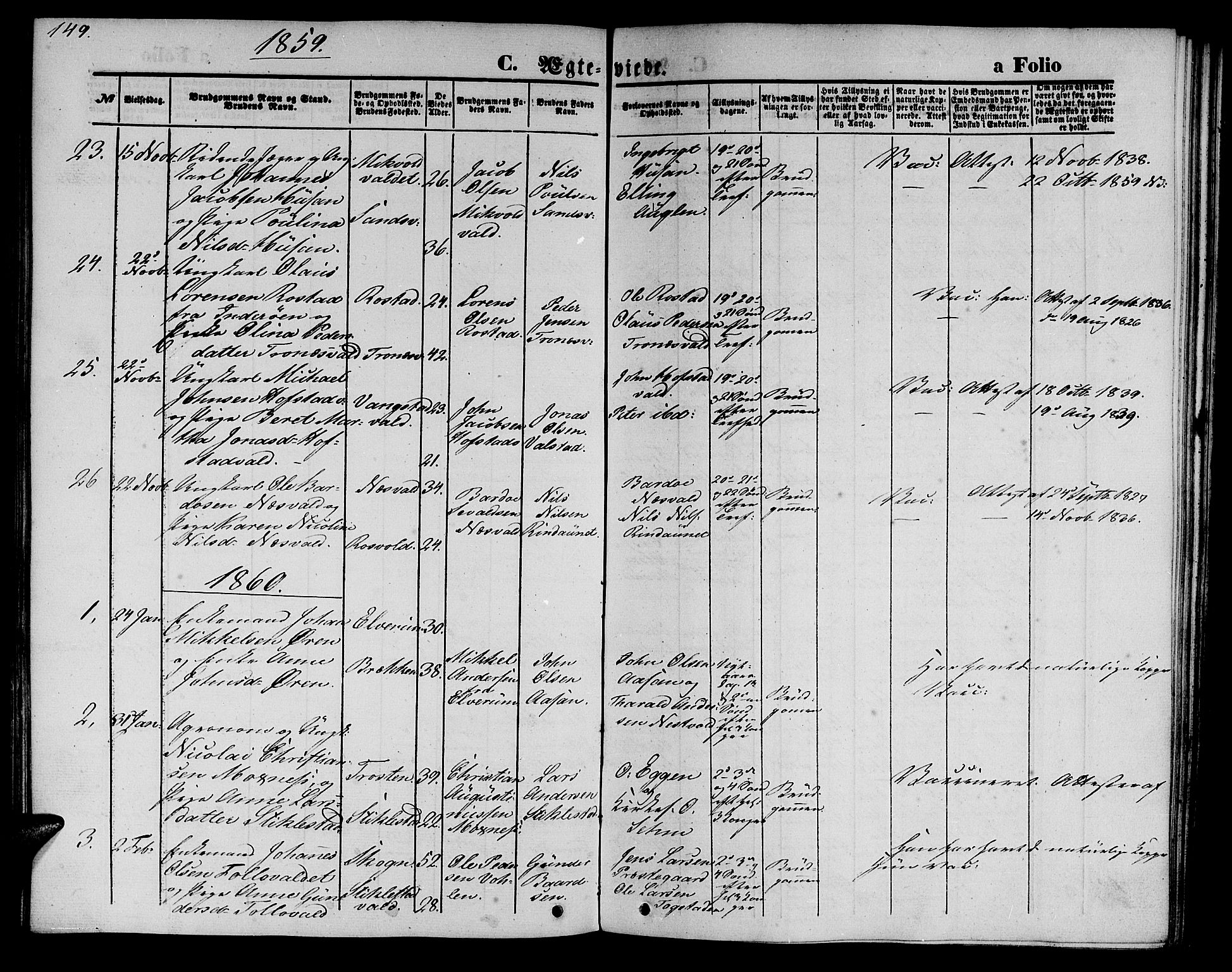 Ministerialprotokoller, klokkerbøker og fødselsregistre - Nord-Trøndelag, SAT/A-1458/723/L0254: Parish register (copy) no. 723C02, 1858-1868, p. 149