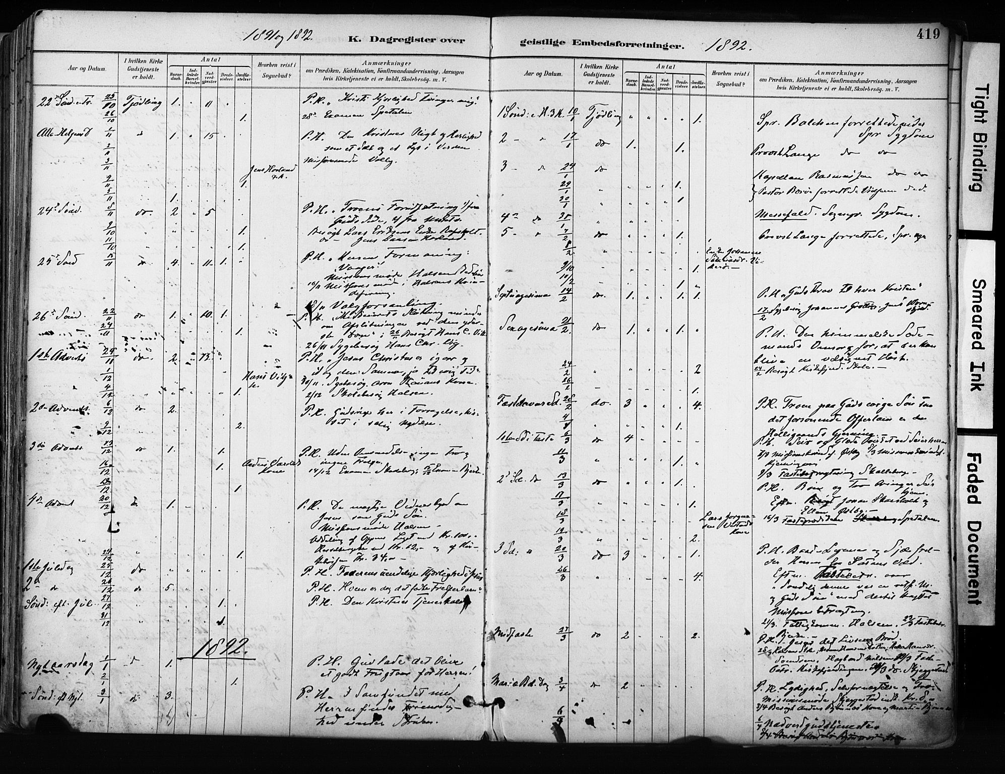 Tjølling kirkebøker, AV/SAKO-A-60/F/Fa/L0009: Parish register (official) no. 9, 1887-1905, p. 419