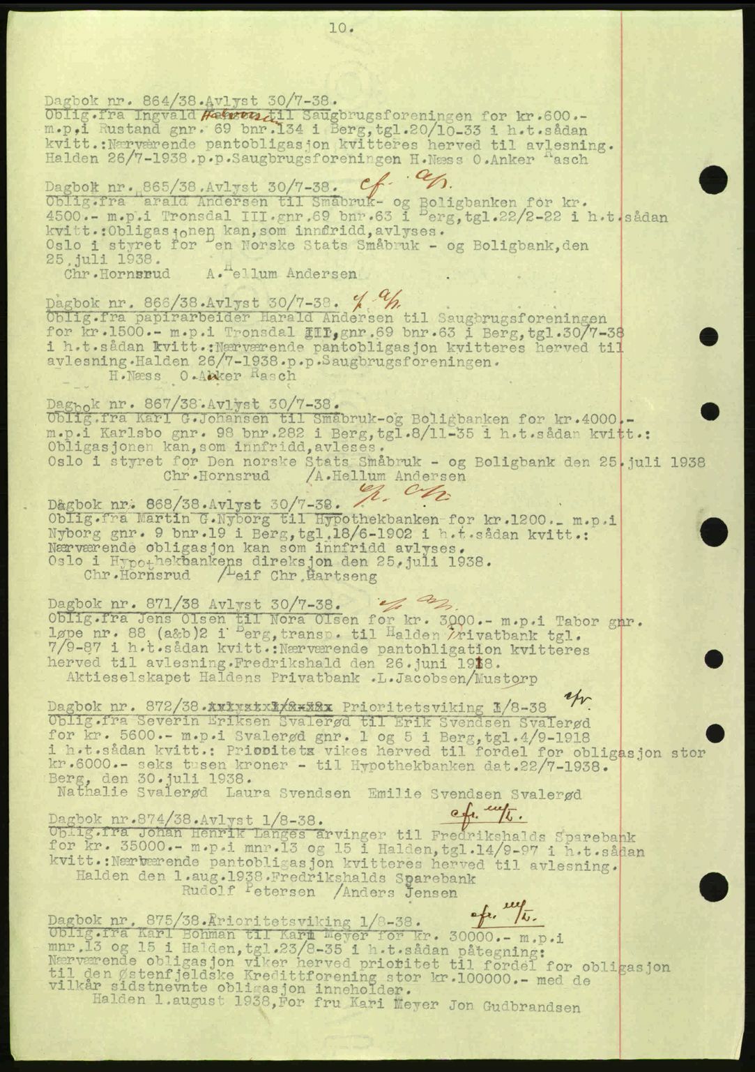 Idd og Marker sorenskriveri, AV/SAO-A-10283/G/Gb/Gbc/L0001: Mortgage book no. B1-3, 1936-1939, Diary no: : 864/1938