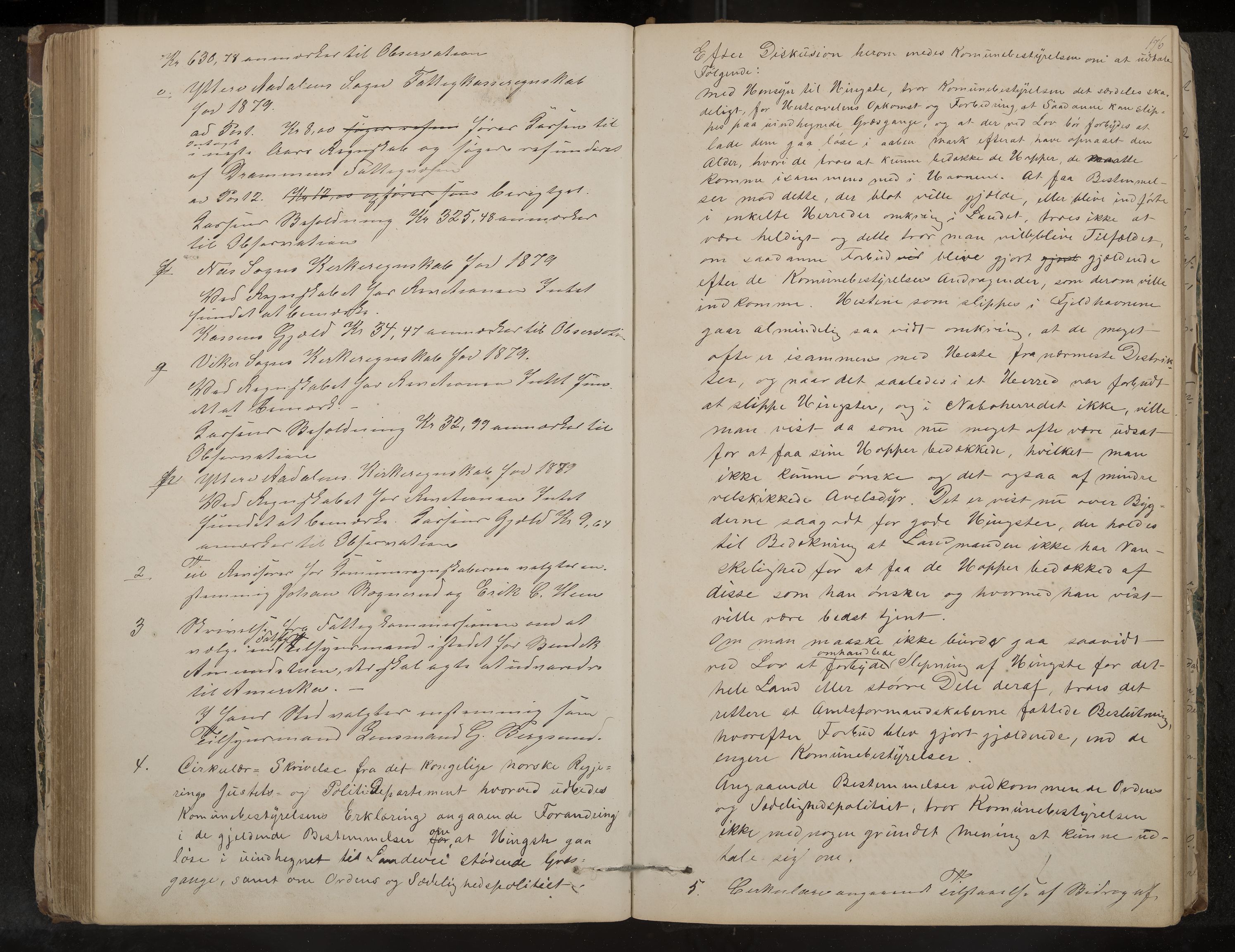 Ådal formannskap og sentraladministrasjon, IKAK/0614021/A/Aa/L0001: Møtebok, 1858-1891, p. 176