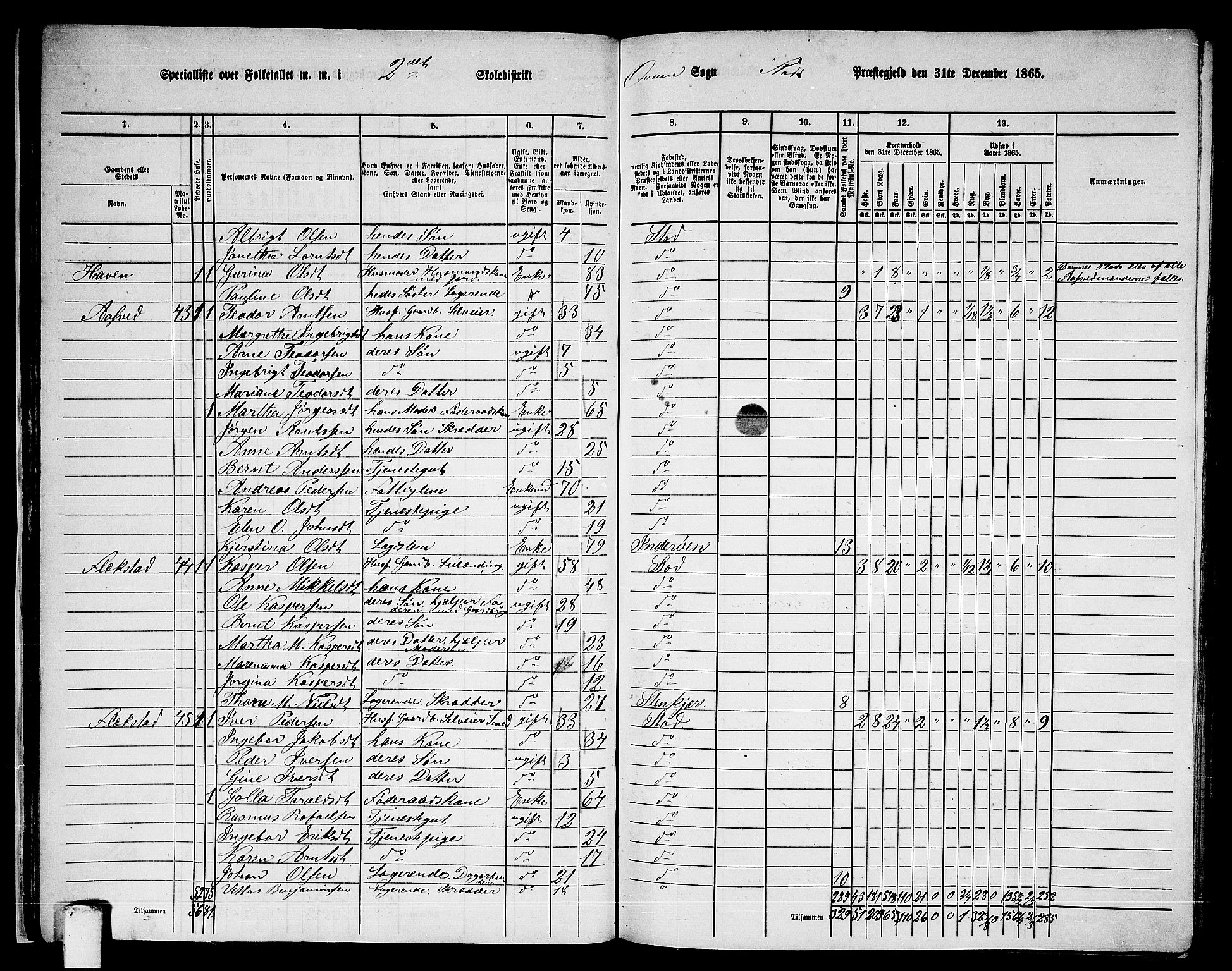 RA, 1865 census for Stod, 1865, p. 35