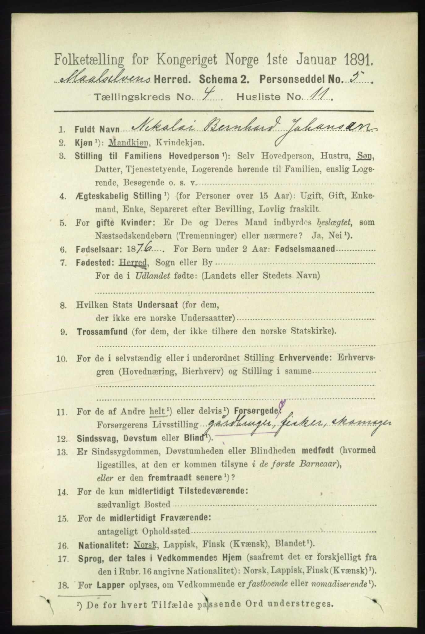 RA, 1891 census for 1924 Målselv, 1891, p. 1150