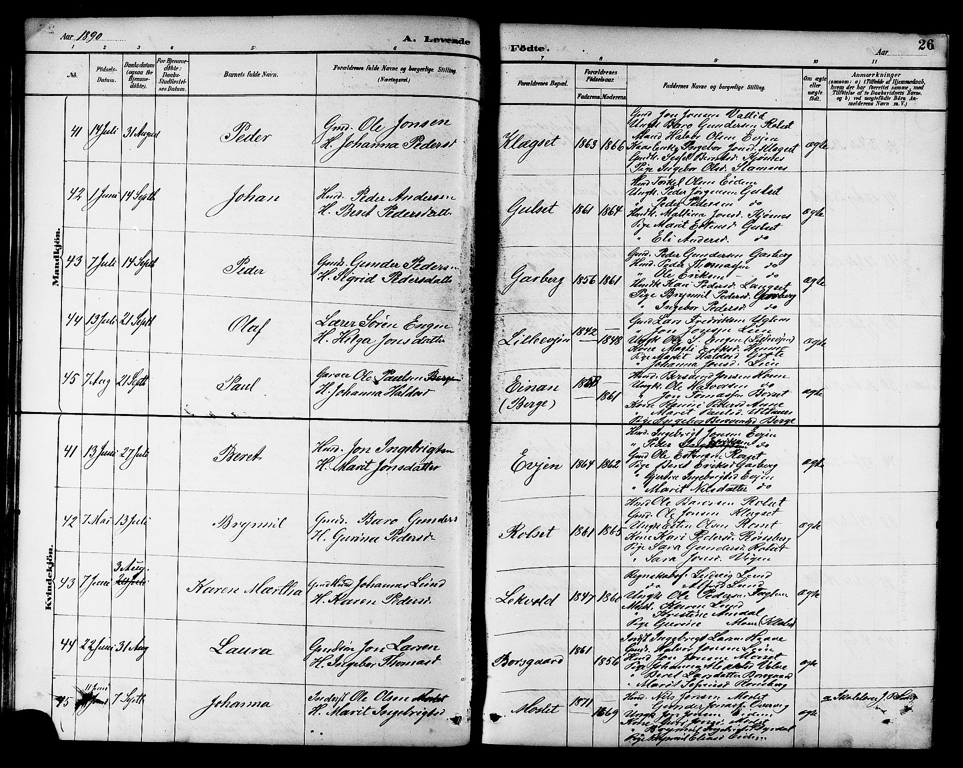 Ministerialprotokoller, klokkerbøker og fødselsregistre - Sør-Trøndelag, AV/SAT-A-1456/695/L1157: Parish register (copy) no. 695C08, 1889-1913, p. 26