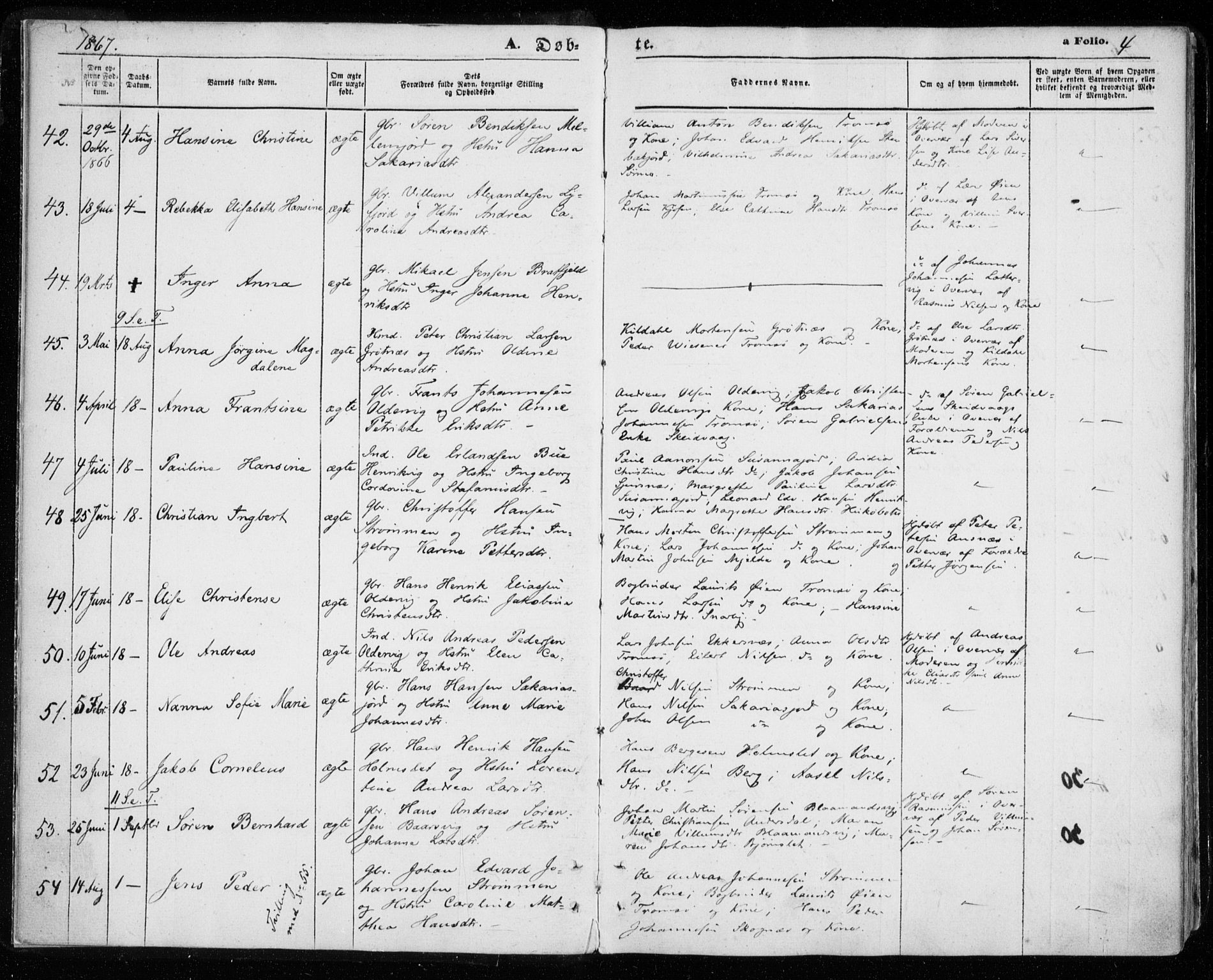 Tromsøysund sokneprestkontor, SATØ/S-1304/G/Ga/L0002kirke: Parish register (official) no. 2, 1867-1875, p. 4