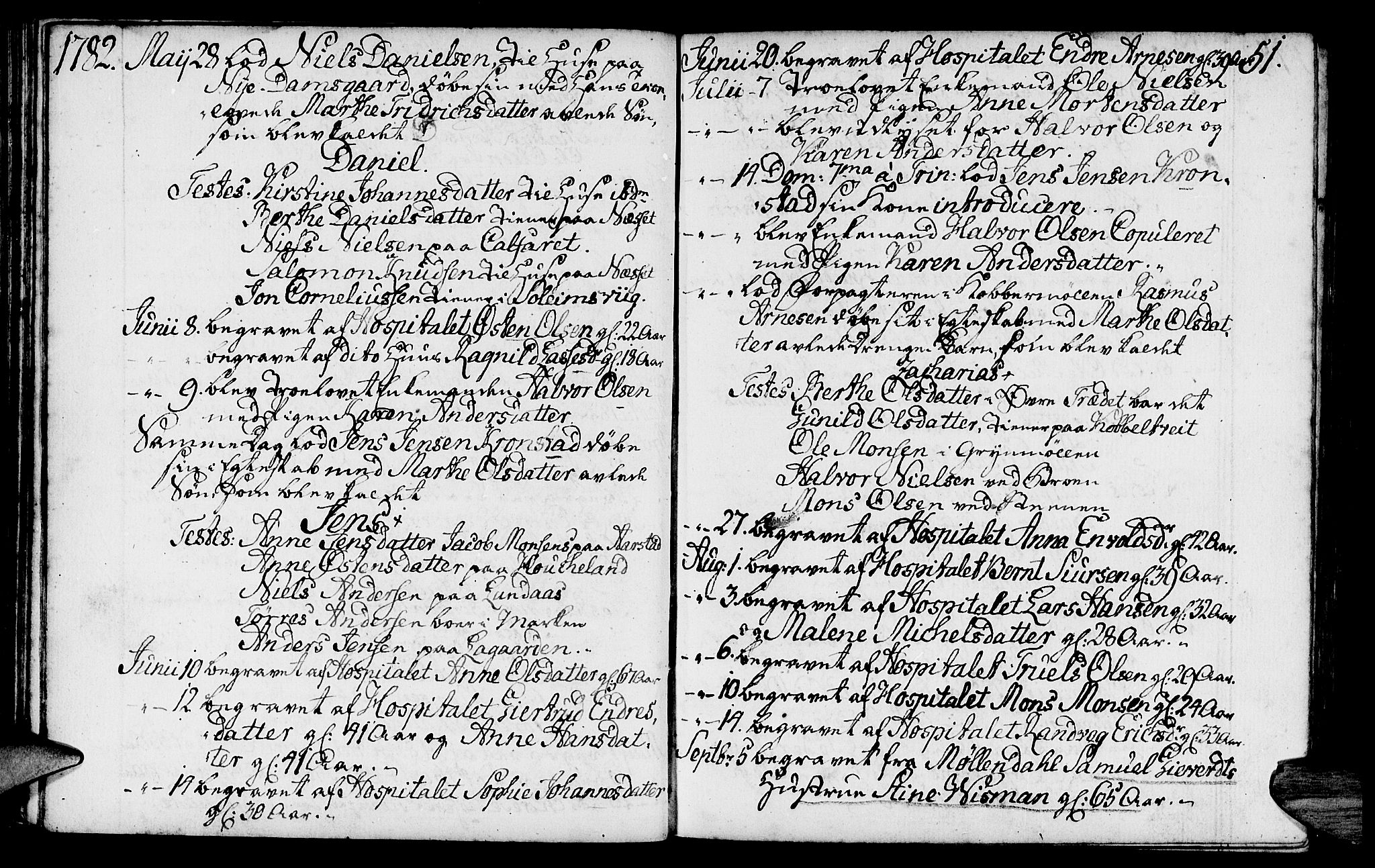 St. Jørgens hospital og Årstad sokneprestembete, SAB/A-99934: Parish register (official) no. A 2, 1766-1814, p. 51