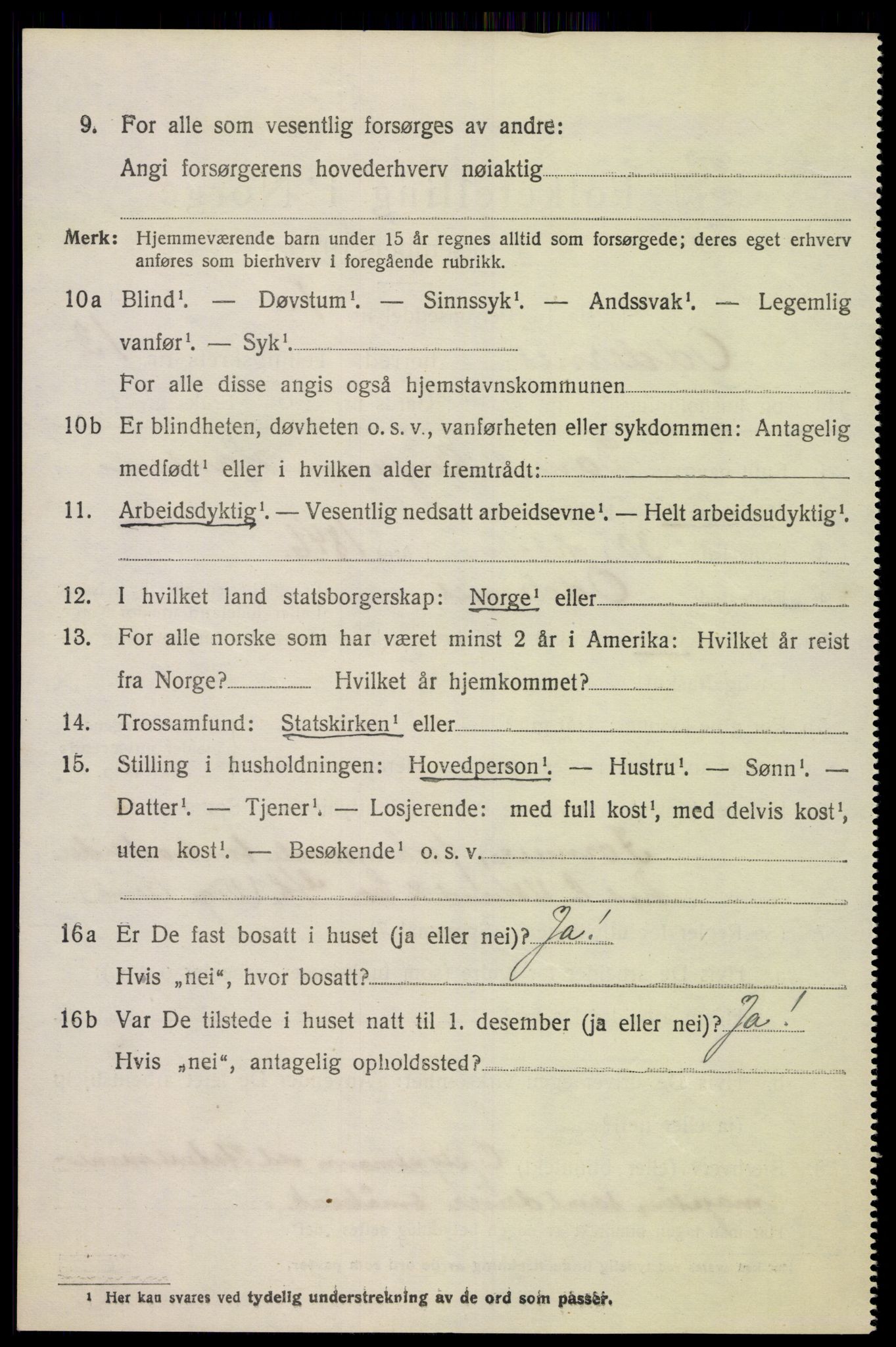 SAK, 1920 census for Oddernes, 1920, p. 7982