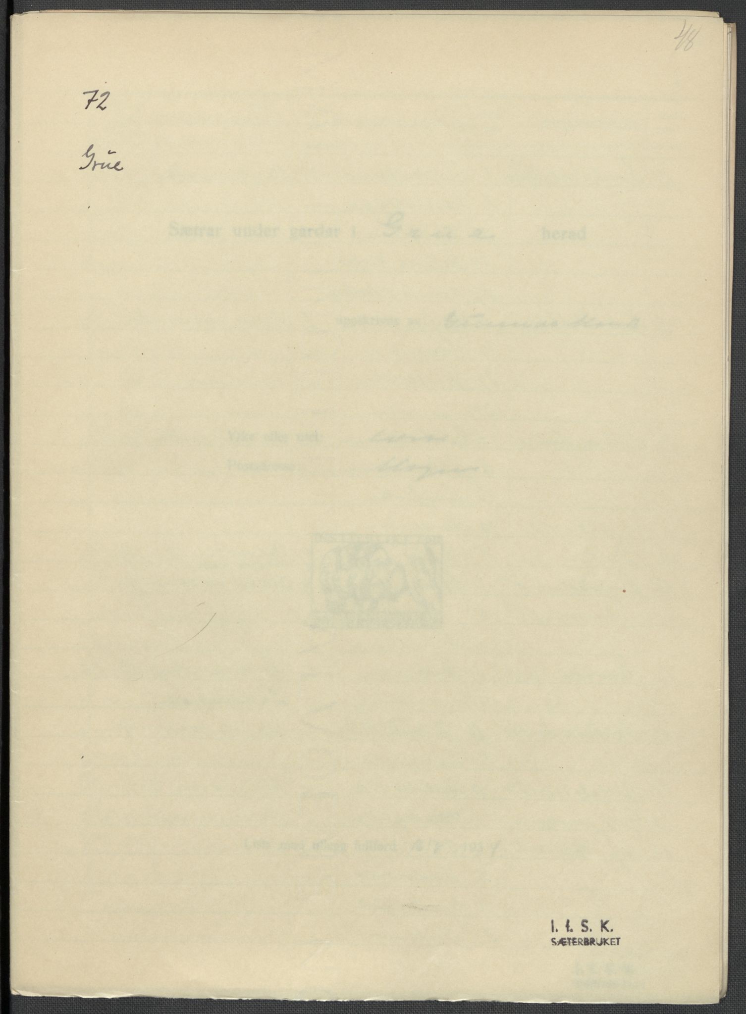 Instituttet for sammenlignende kulturforskning, RA/PA-0424/F/Fc/L0003/0001: Eske B3: / Hedmark (perm IV), 1934-1935, p. 48