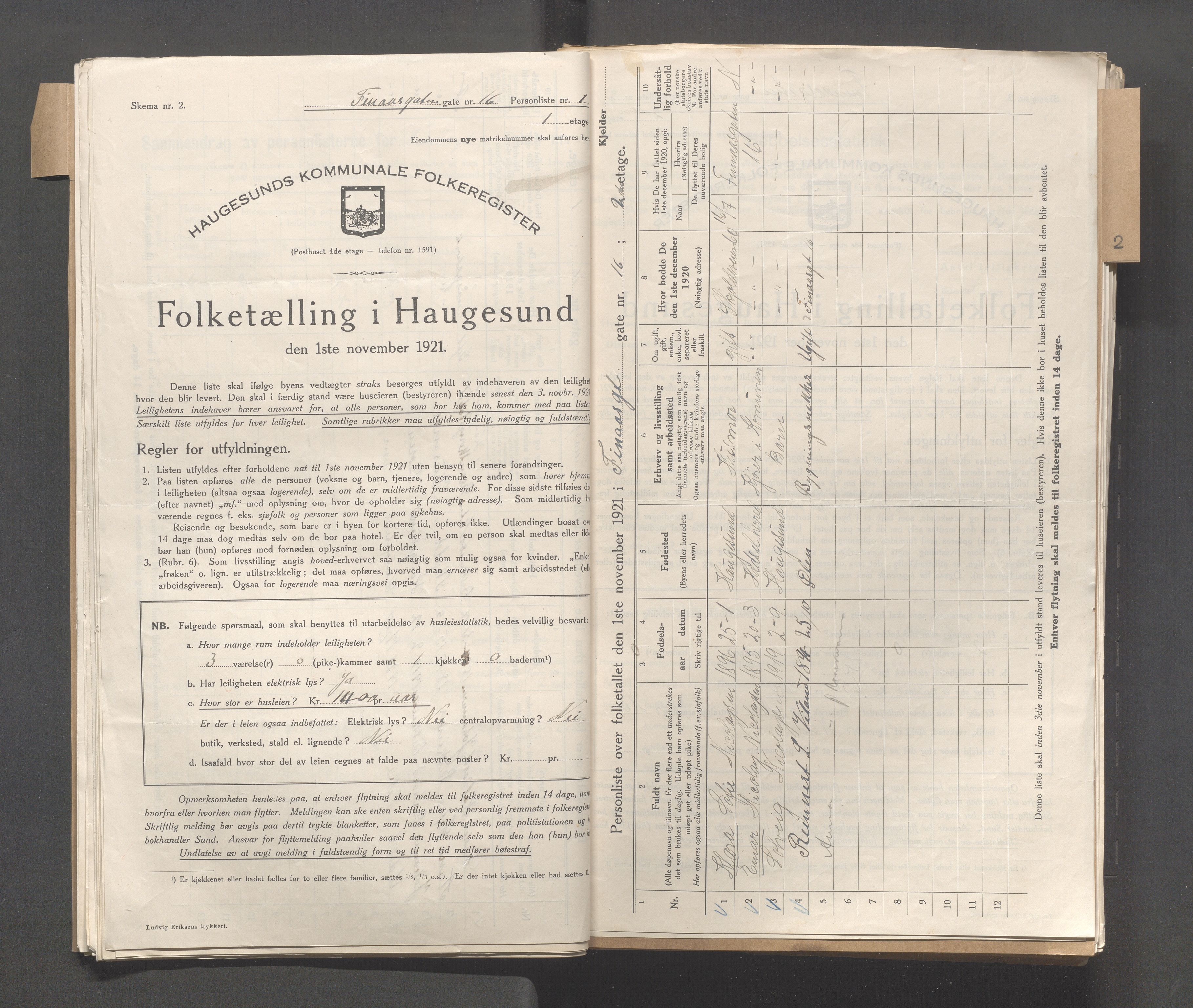 IKAR, Local census 1.11.1921 for Haugesund, 1921, p. 819