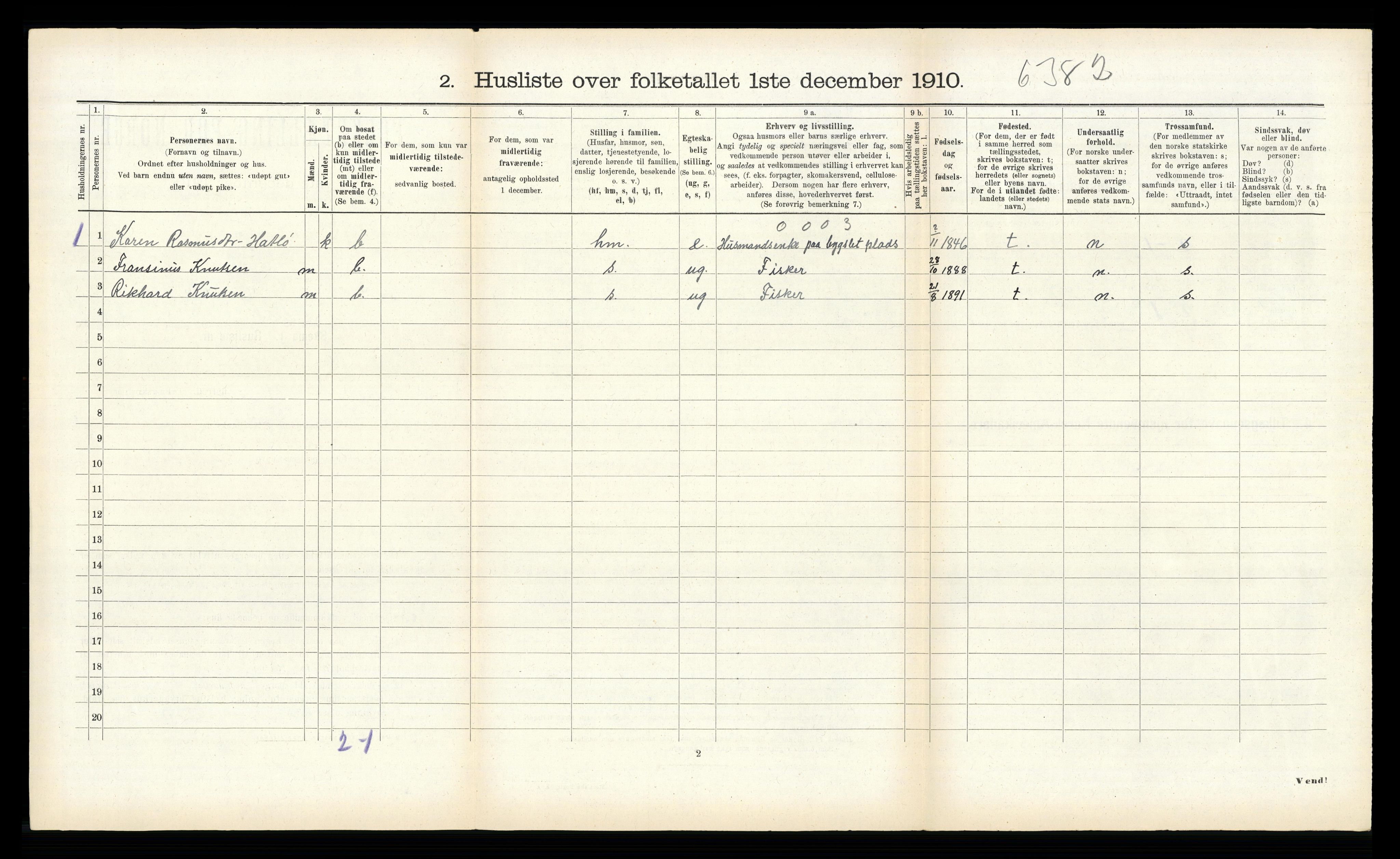 RA, 1910 census for Ulstein, 1910, p. 515