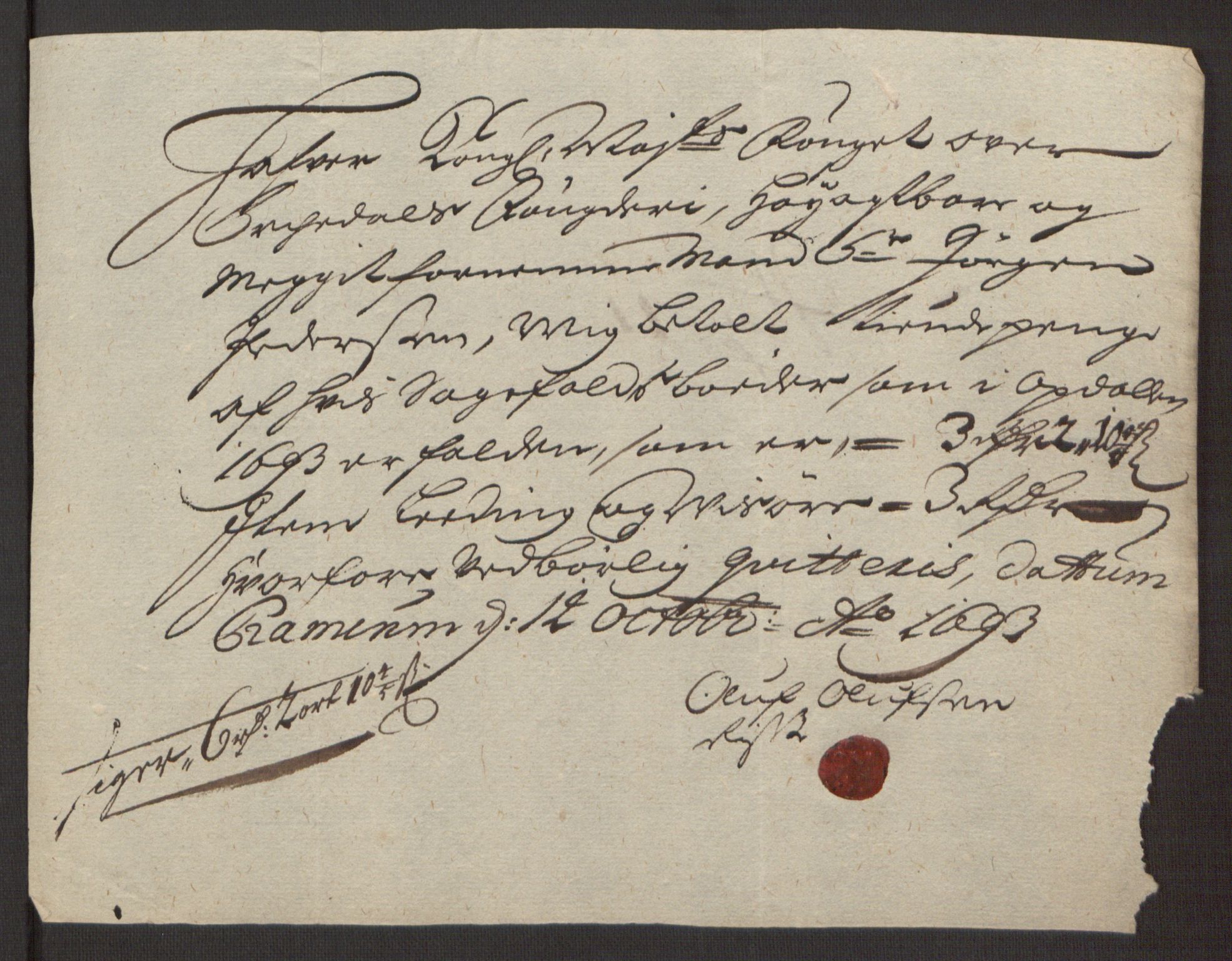 Rentekammeret inntil 1814, Reviderte regnskaper, Fogderegnskap, RA/EA-4092/R58/L3938: Fogderegnskap Orkdal, 1693, p. 200