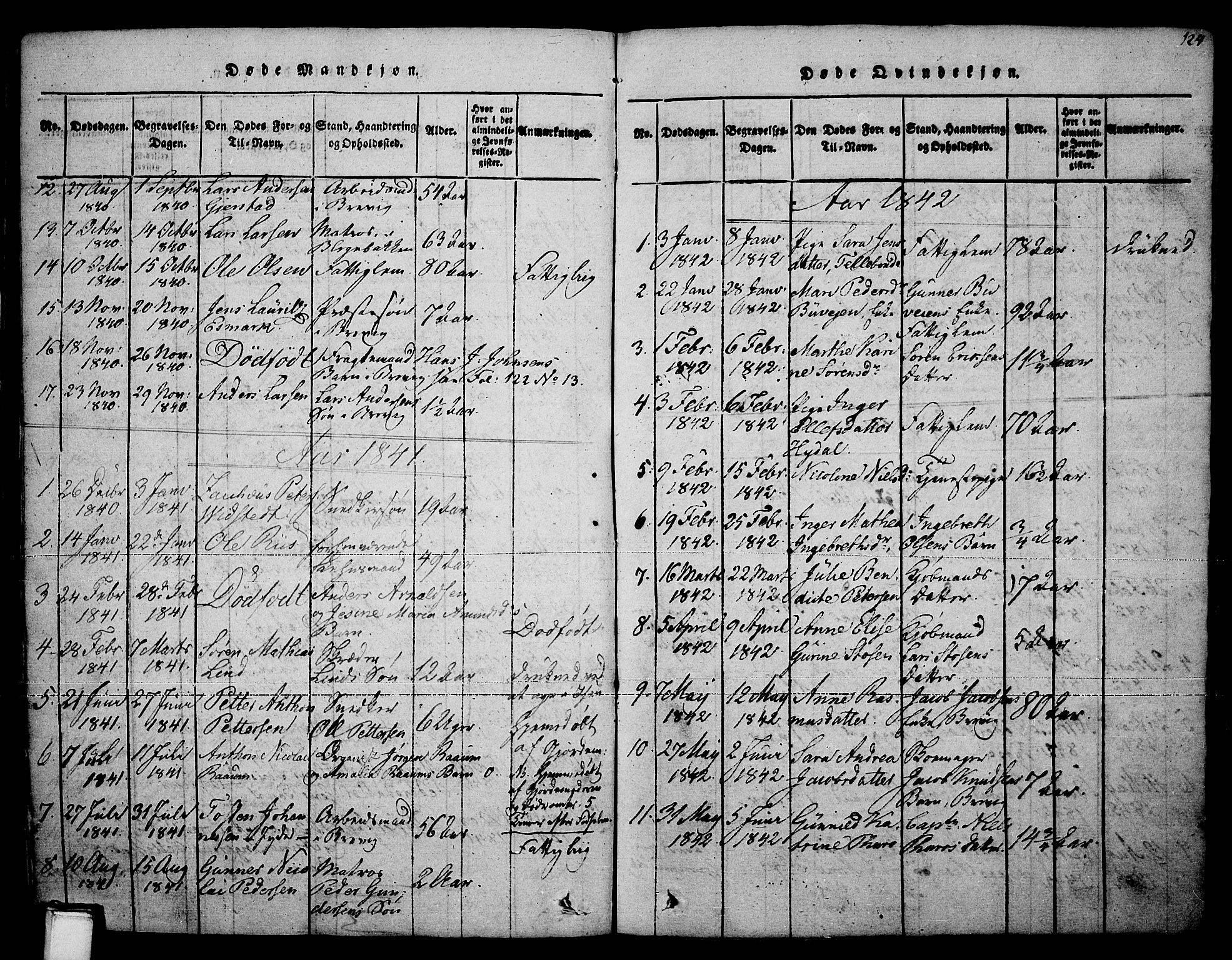 Brevik kirkebøker, SAKO/A-255/F/Fa/L0004: Parish register (official) no. 4, 1814-1846, p. 124