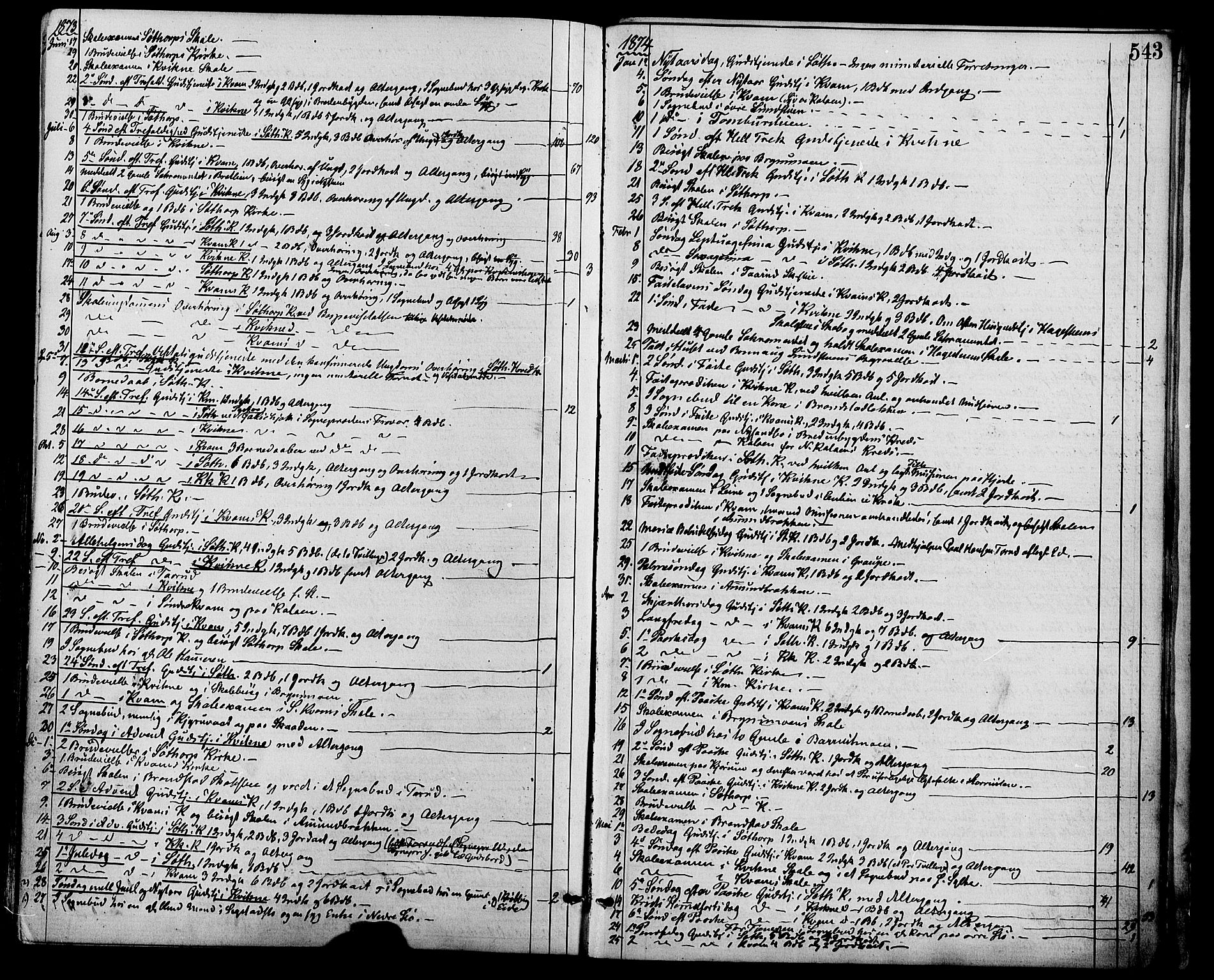 Nord-Fron prestekontor, AV/SAH-PREST-080/H/Ha/Haa/L0002: Parish register (official) no. 2, 1865-1883, p. 543