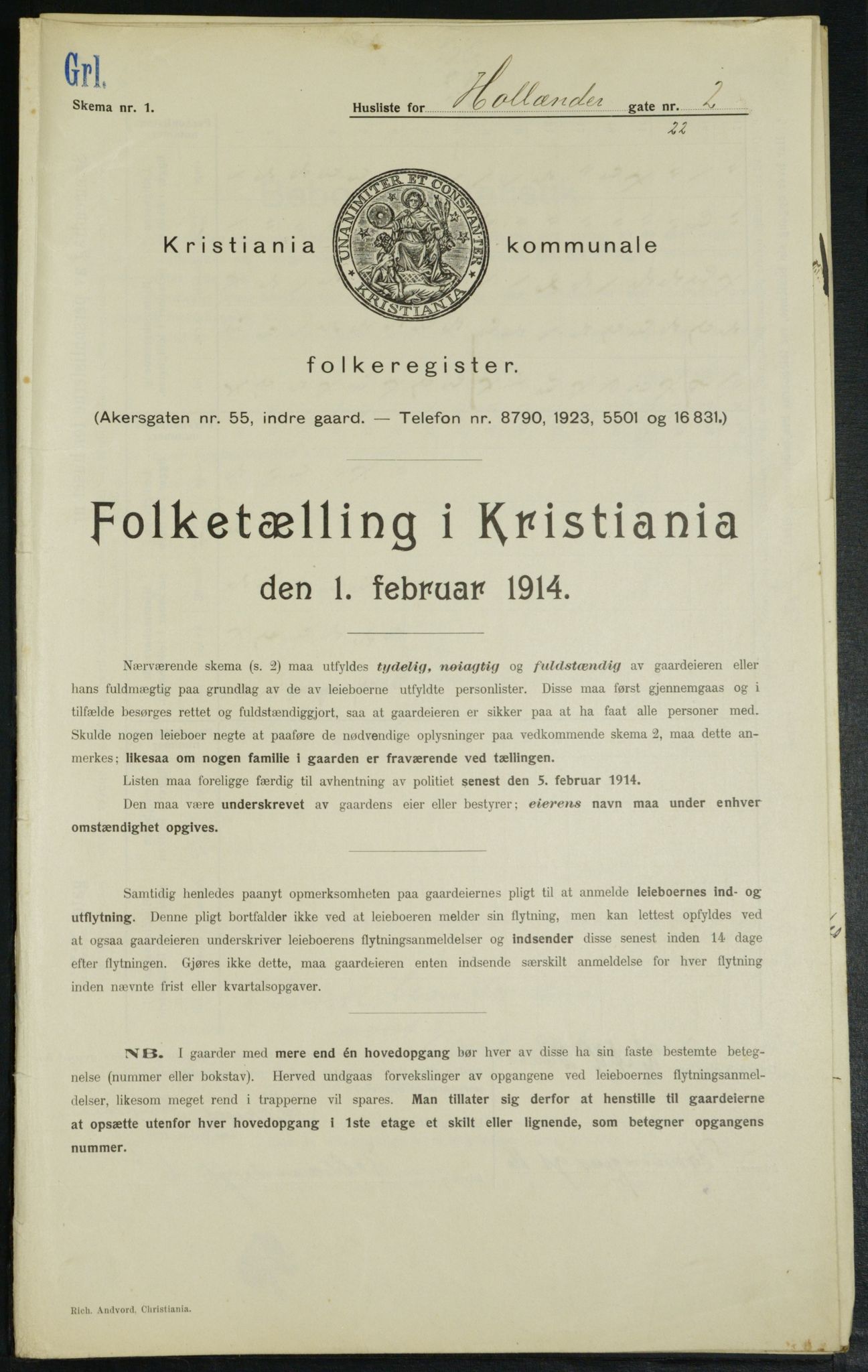 OBA, Municipal Census 1914 for Kristiania, 1914, p. 40686