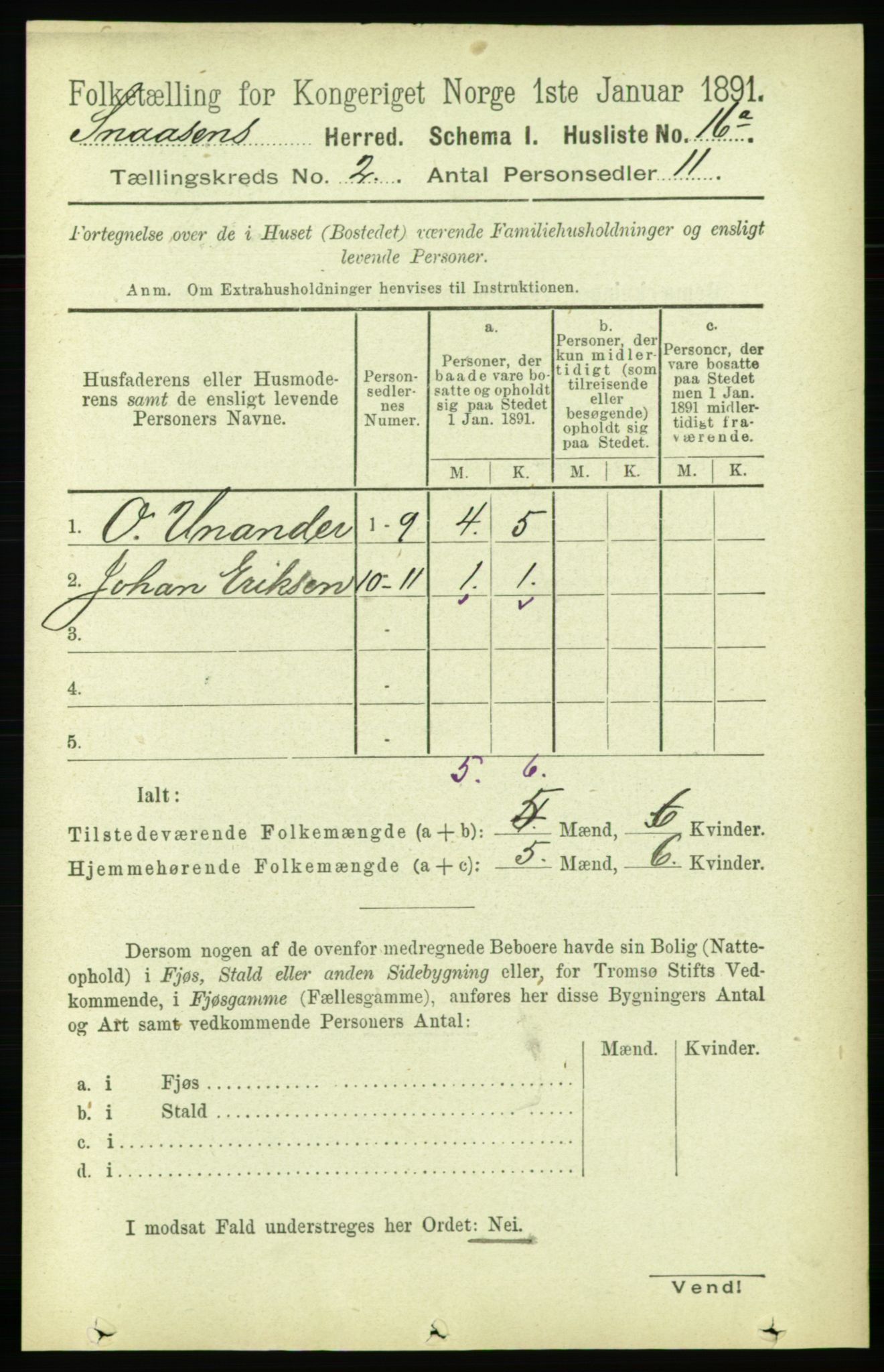 RA, 1891 census for 1736 Snåsa, 1891, p. 450