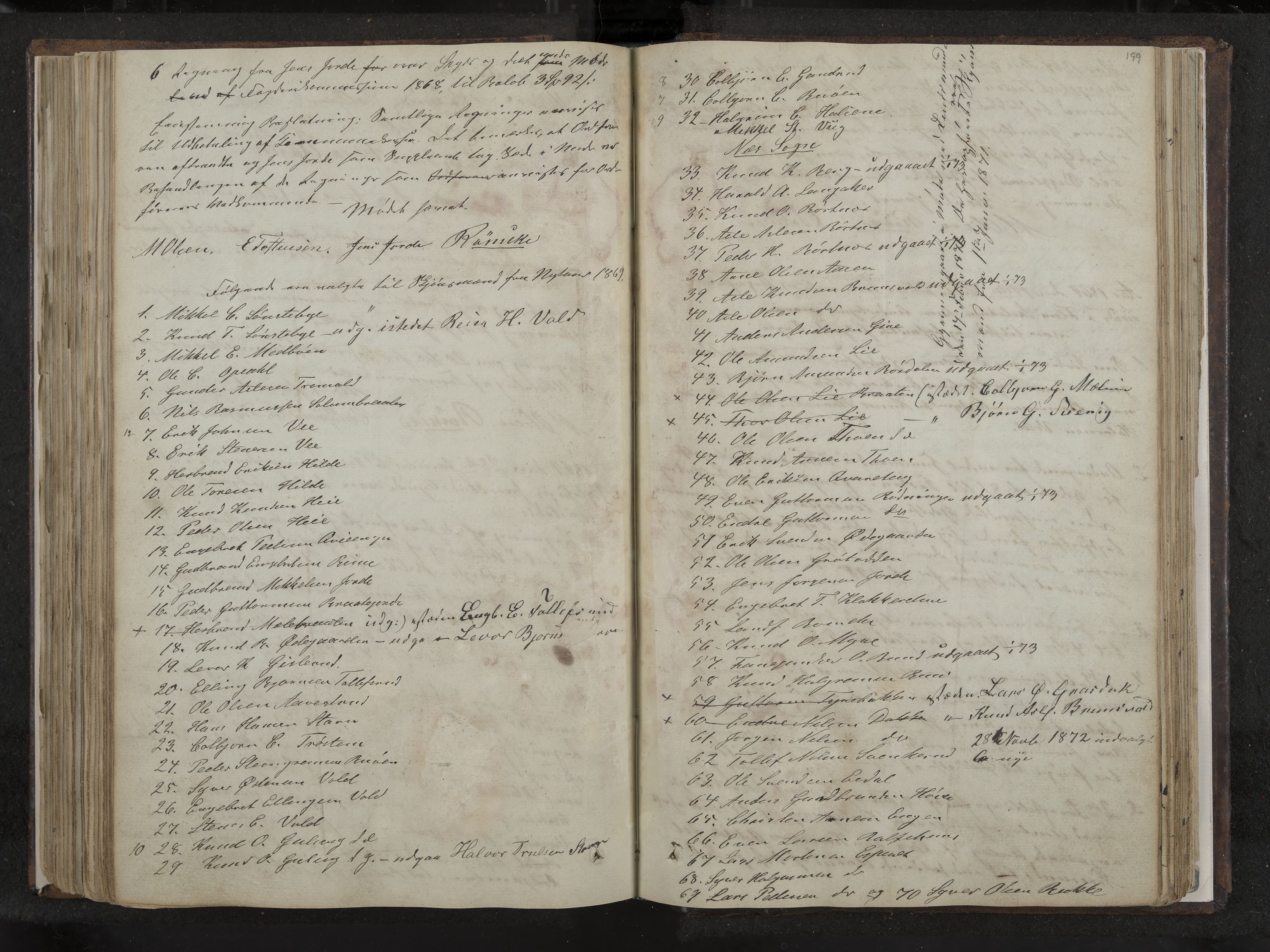 Nes formannskap og sentraladministrasjon, IKAK/0616021-1/A/Aa/L0001: Møtebok med register, 1838-1875, p. 199