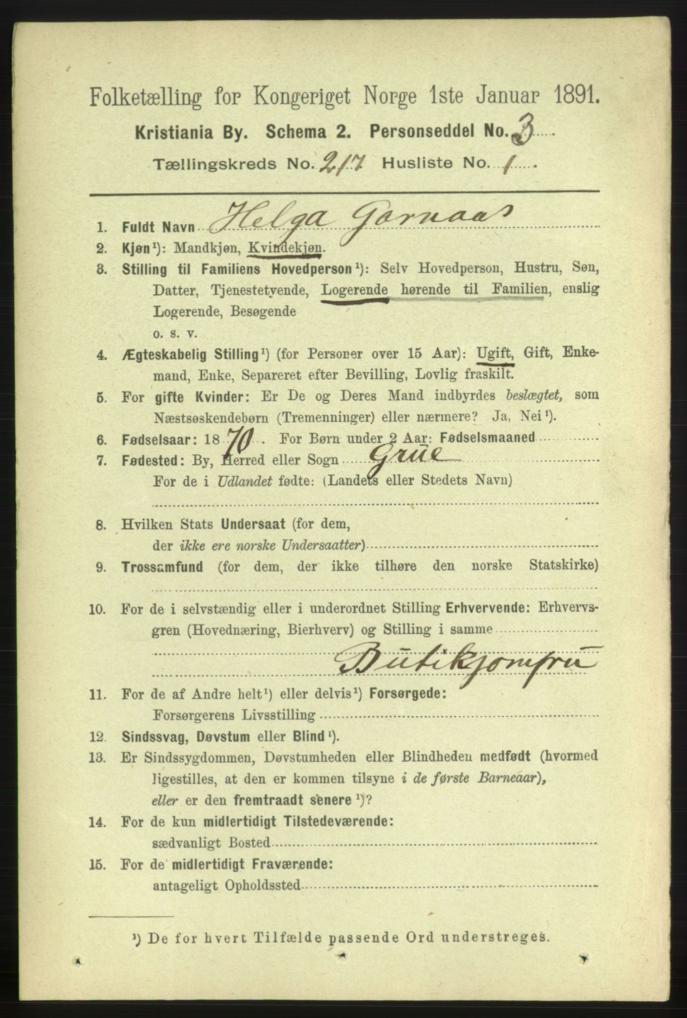 RA, 1891 census for 0301 Kristiania, 1891, p. 128350