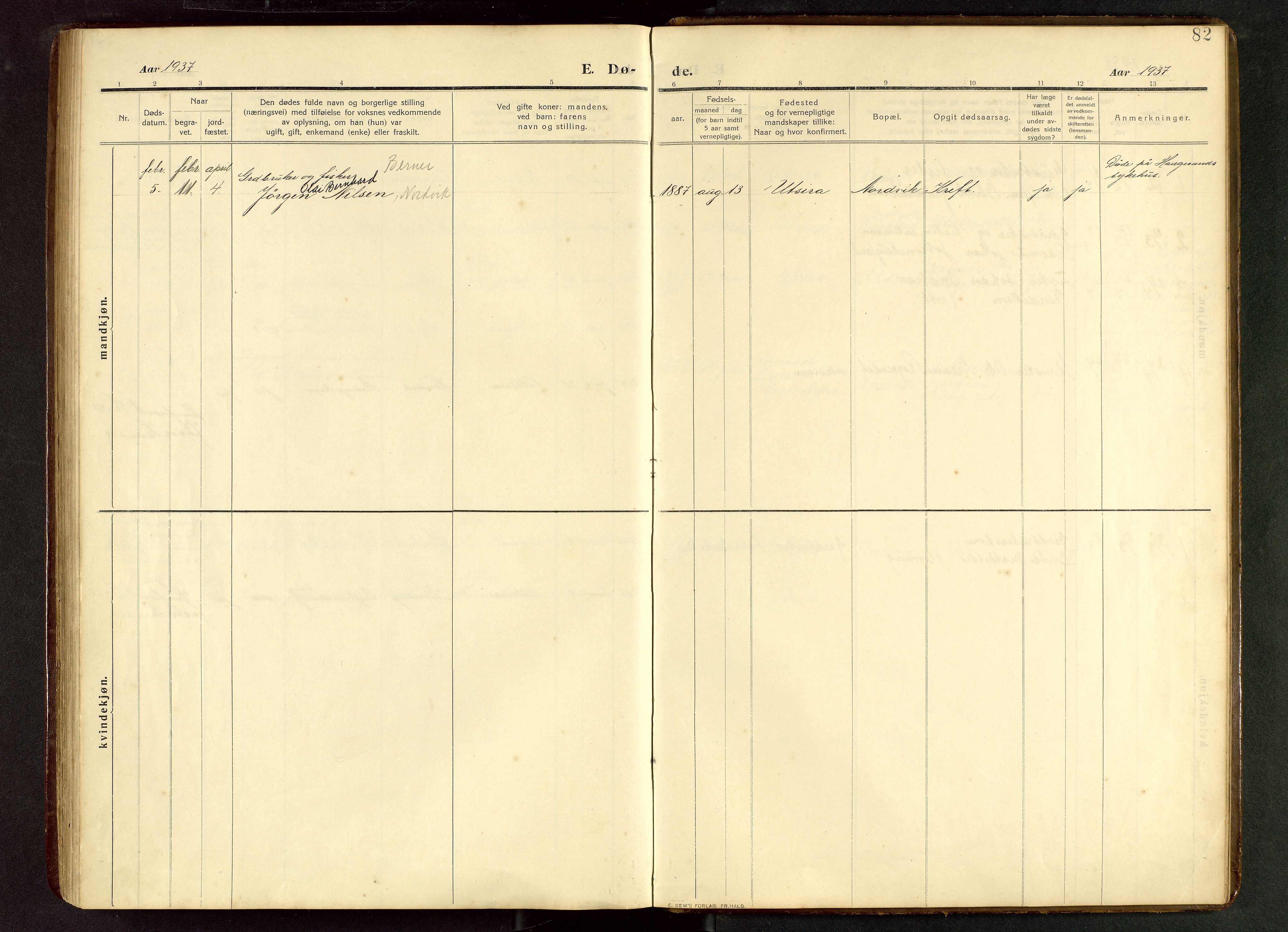 Torvastad sokneprestkontor, SAST/A -101857/H/Ha/Hab/L0012: Parish register (copy) no. B 12, 1909-1945, p. 82