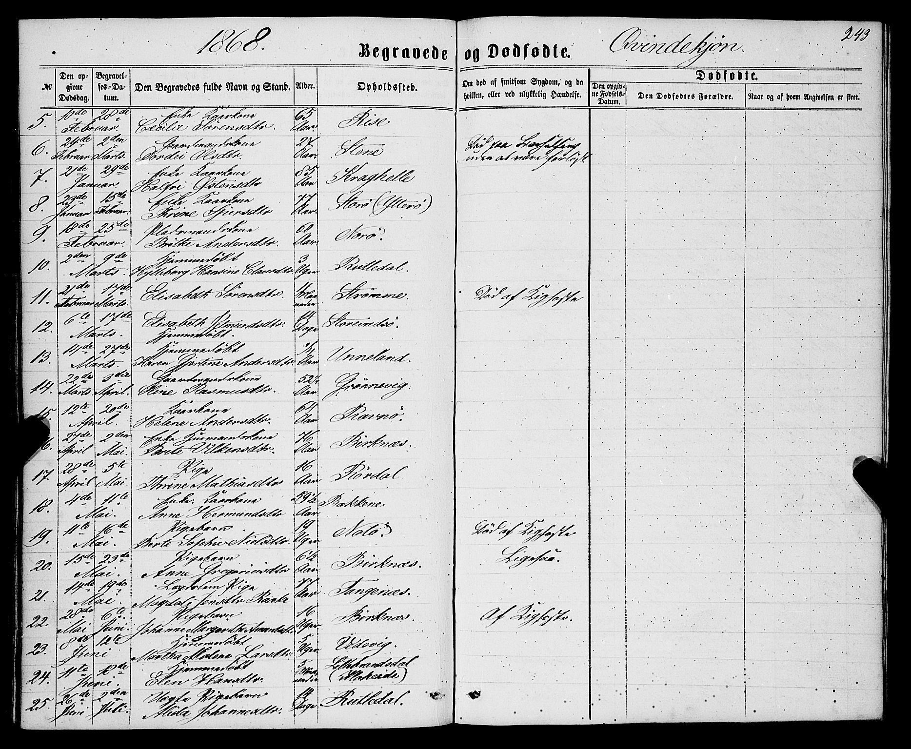 Gulen sokneprestembete, SAB/A-80201/H/Haa/Haaa/L0022: Parish register (official) no. A 22, 1859-1869, p. 243