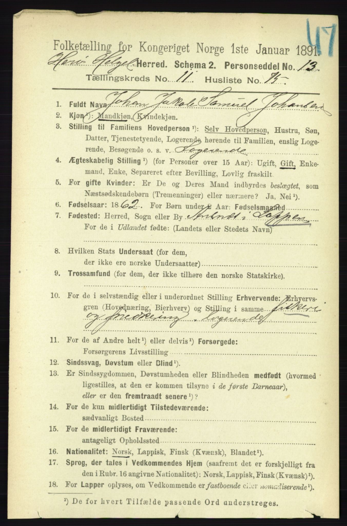 RA, 1891 census for 1818 Herøy, 1891, p. 4451