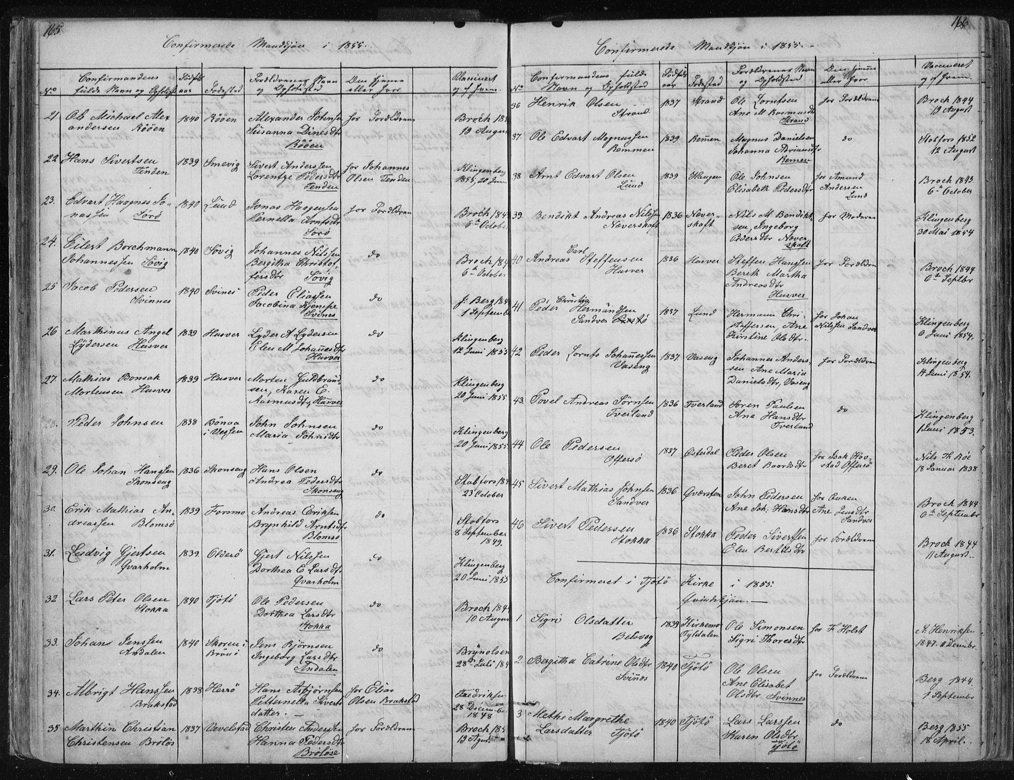 Ministerialprotokoller, klokkerbøker og fødselsregistre - Nordland, AV/SAT-A-1459/817/L0266: Parish register (copy) no. 817C01, 1841-1869, p. 165-166