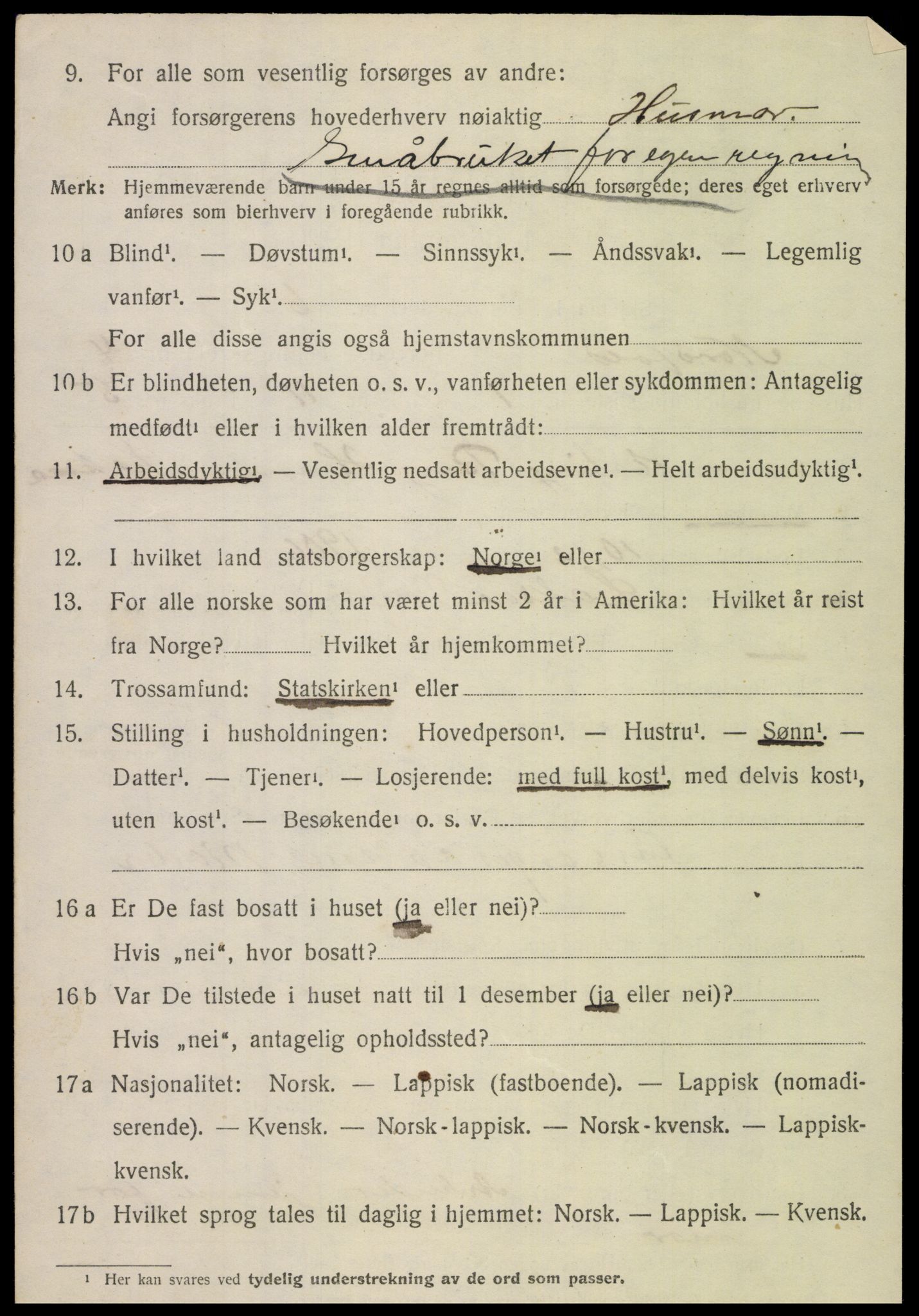 SAT, 1920 census for Nordfold, 1920, p. 1978