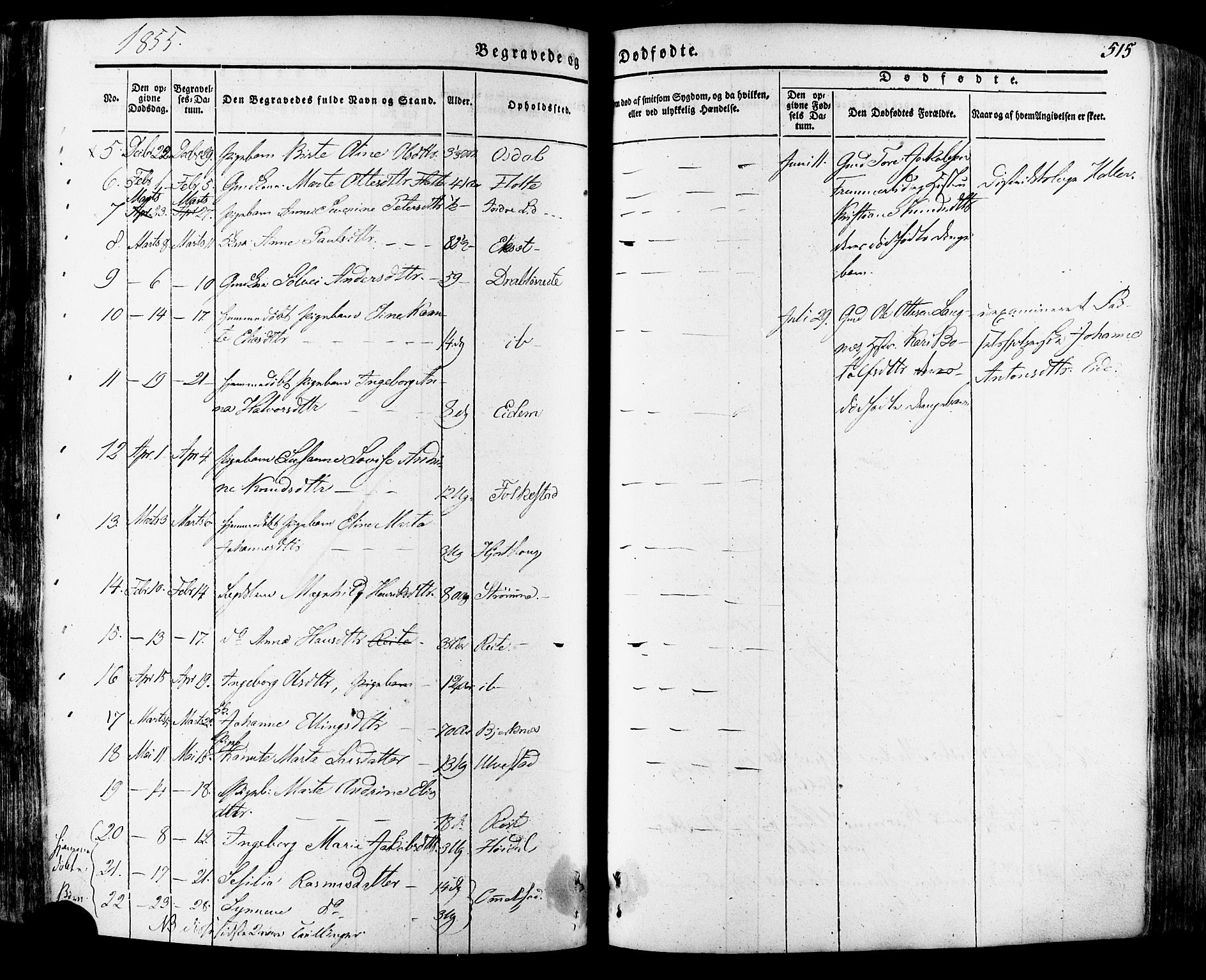 Ministerialprotokoller, klokkerbøker og fødselsregistre - Møre og Romsdal, SAT/A-1454/511/L0140: Parish register (official) no. 511A07, 1851-1878, p. 515