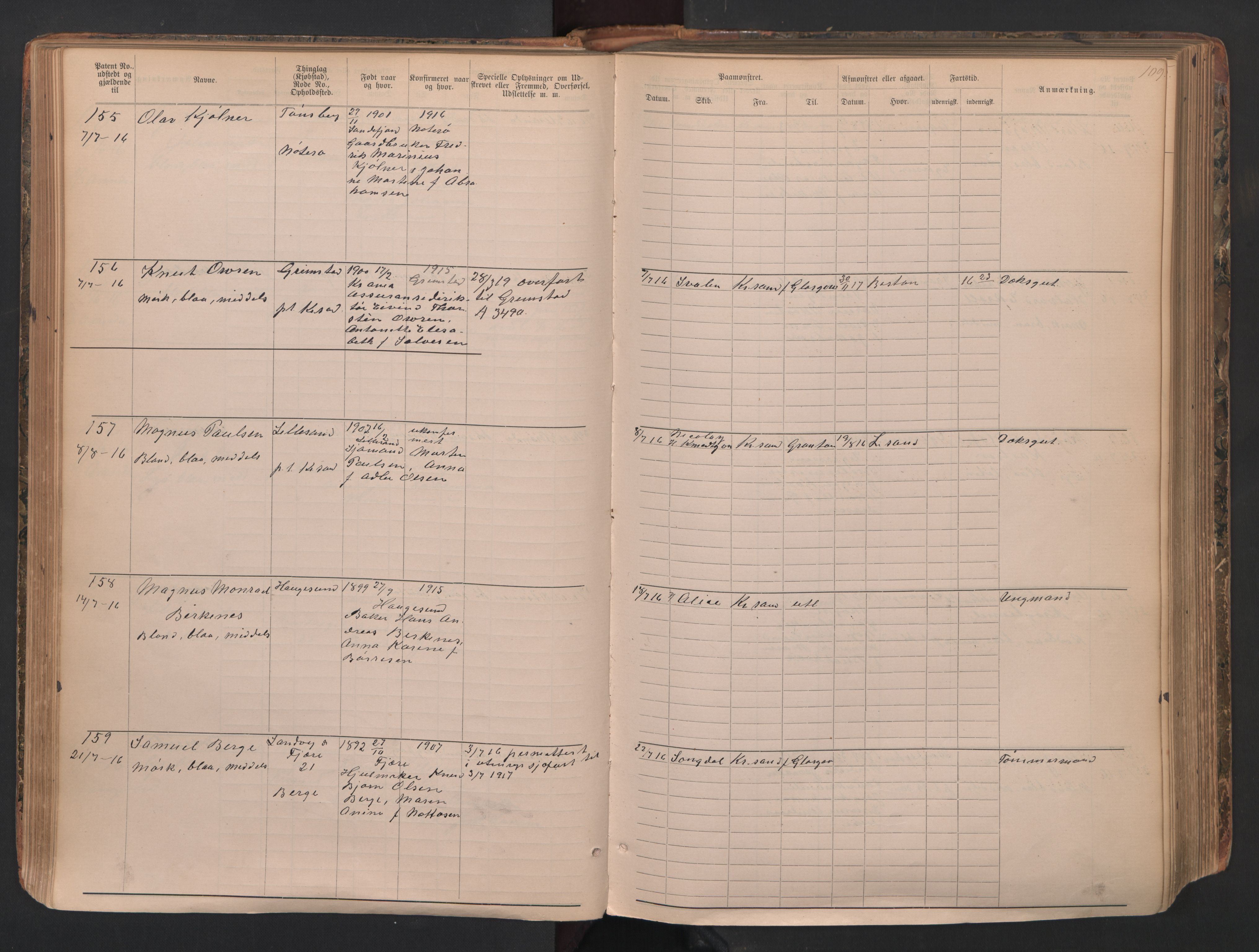 Kristiansand mønstringskrets, AV/SAK-2031-0015/F/Fa/L0009: Annotasjonsrulle over patenter, I-7, 1900-1942, p. 110