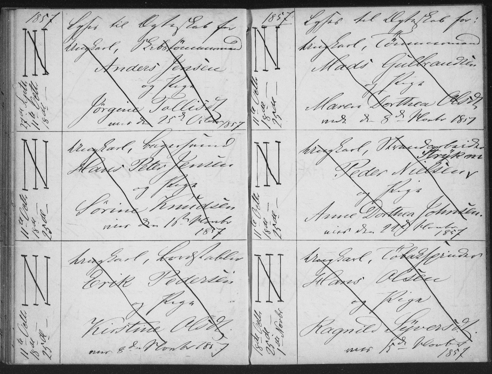 Bragernes kirkebøker, AV/SAKO-A-6/H/Ha/L0003: Banns register no. 3, 1854-1859