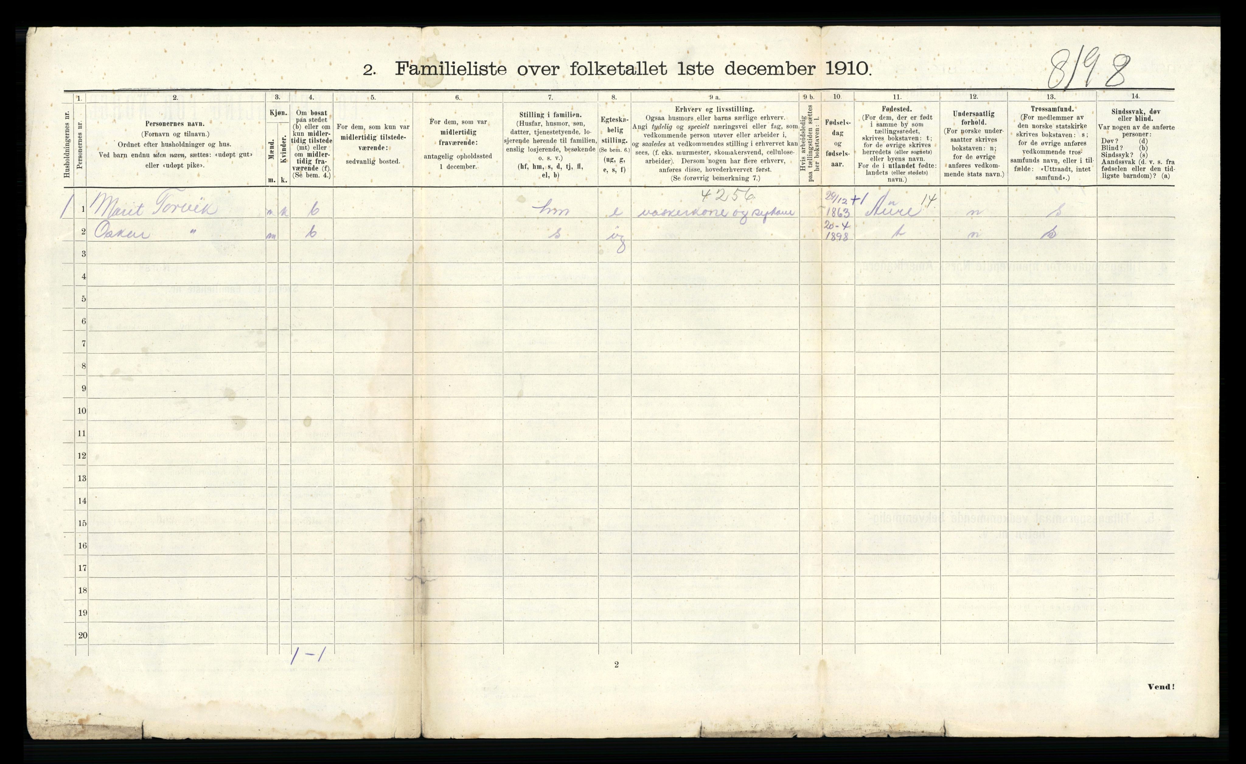 RA, 1910 census for Kristiansund, 1910, p. 754