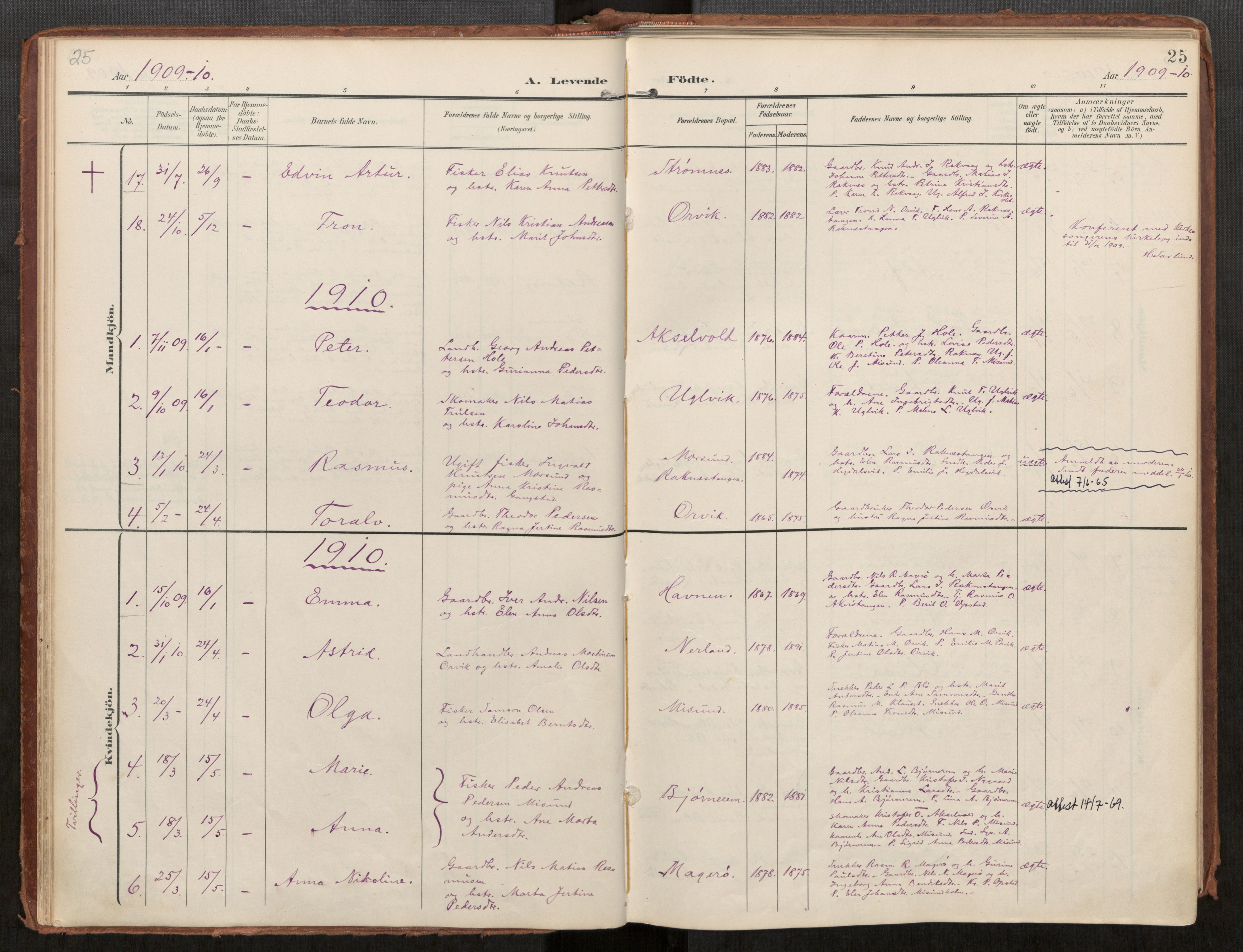 Ministerialprotokoller, klokkerbøker og fødselsregistre - Møre og Romsdal, AV/SAT-A-1454/563/L0740: Parish register (official) no. 563A02, 1903-1923, p. 25