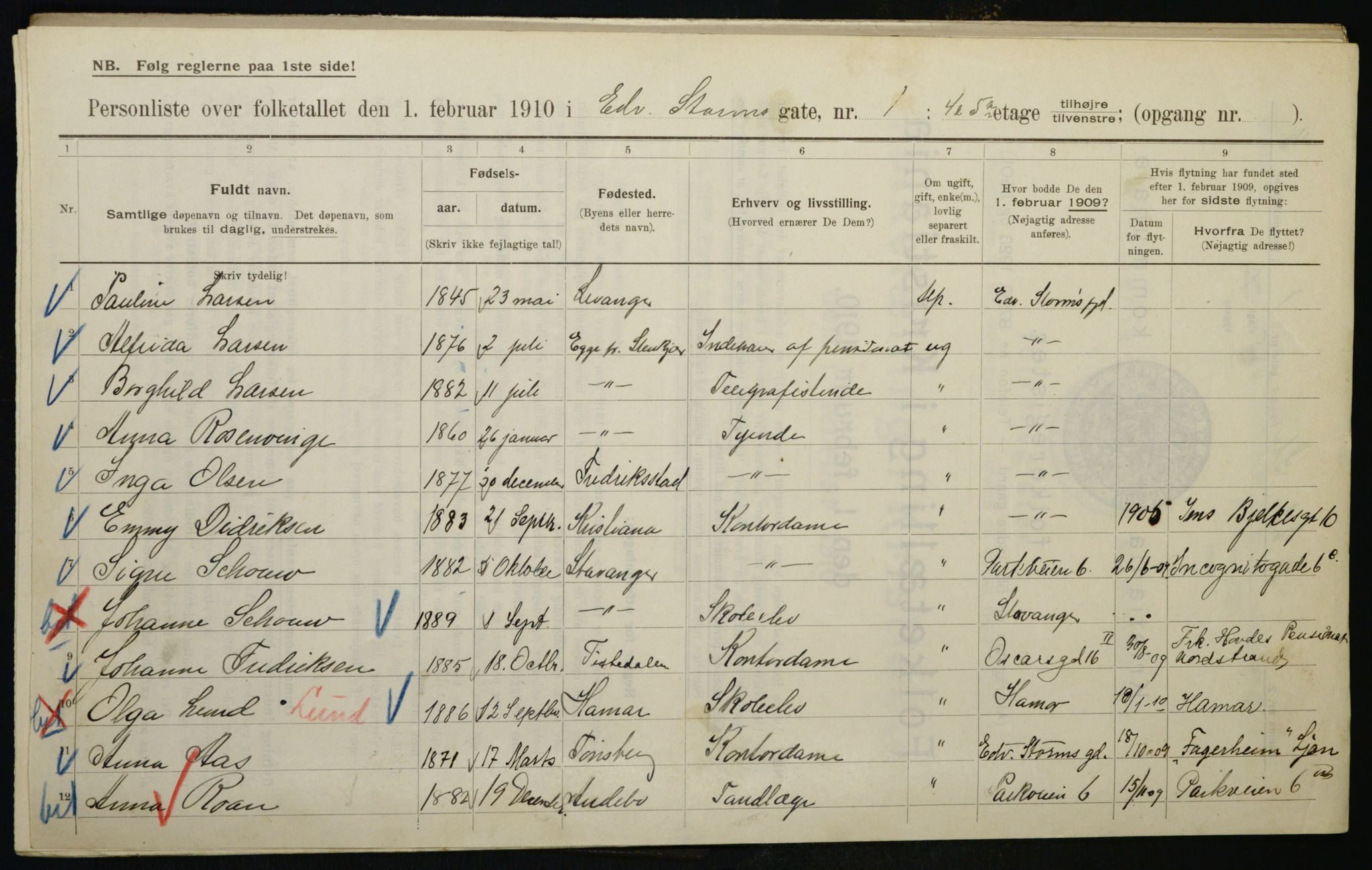 OBA, Municipal Census 1910 for Kristiania, 1910, p. 17755