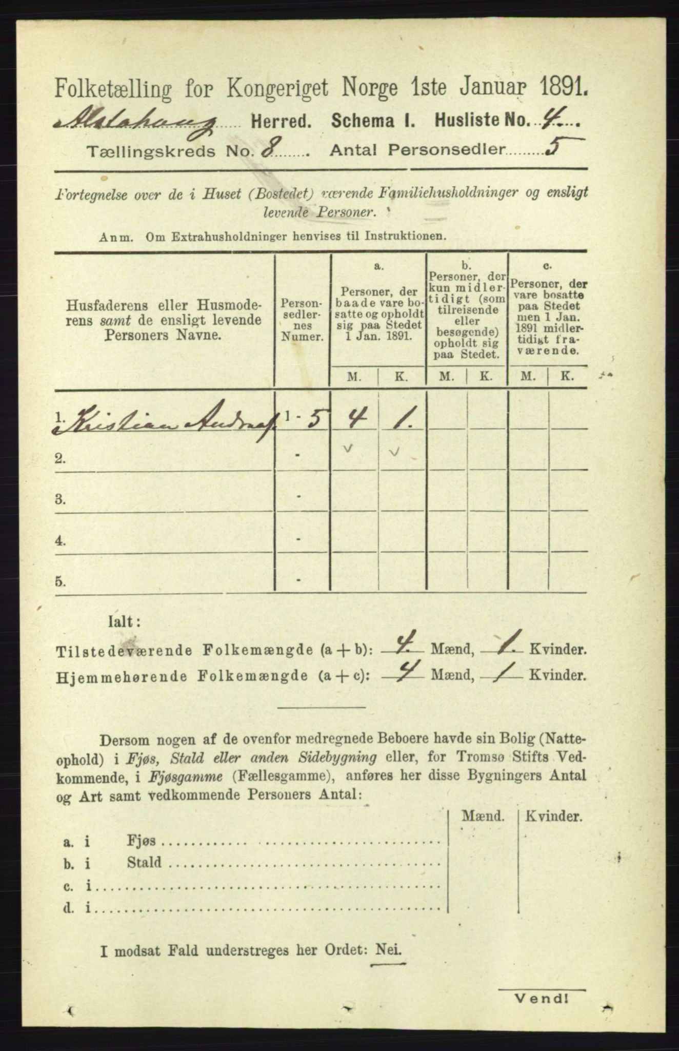 RA, 1891 census for 1820 Alstahaug, 1891, p. 2858