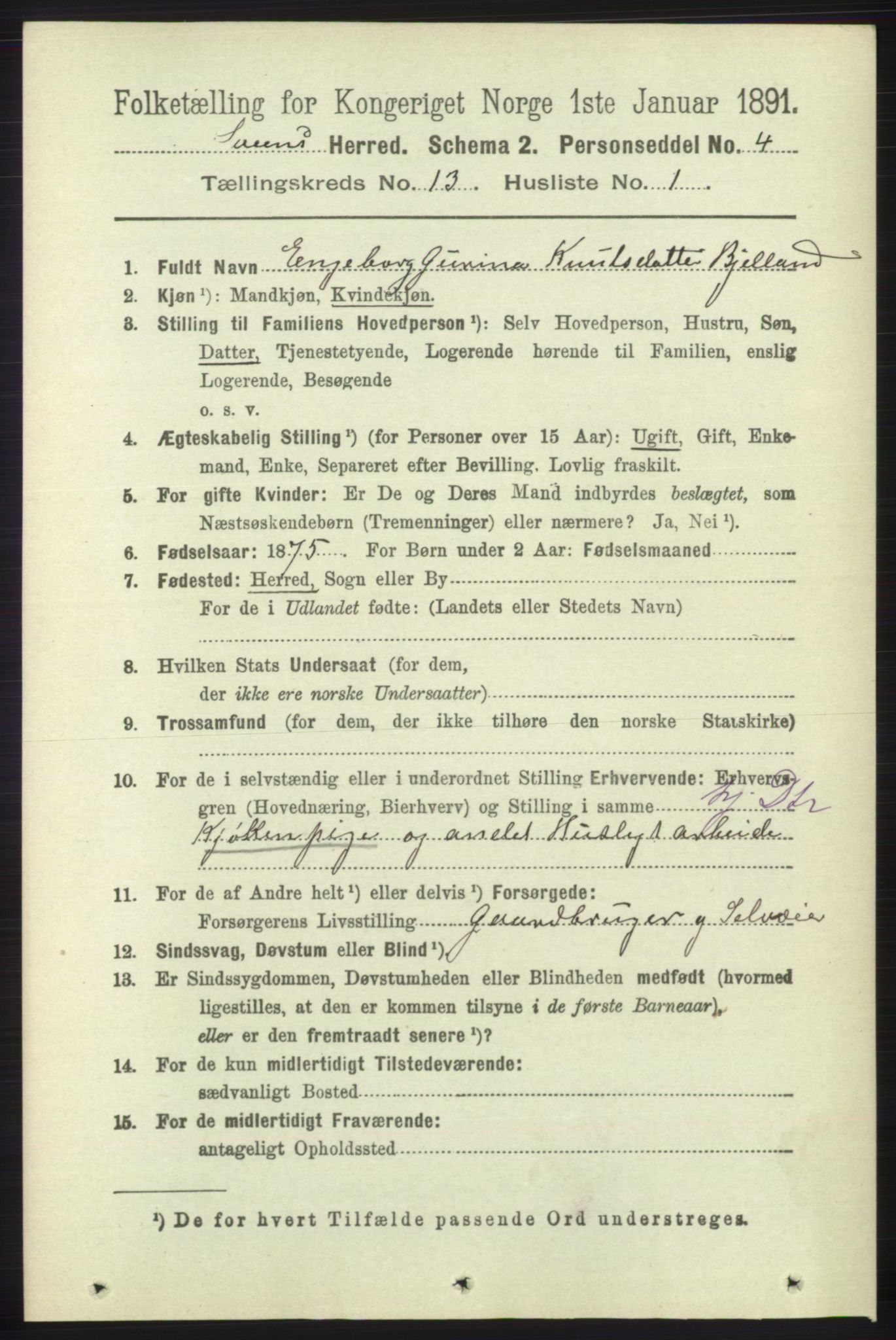 RA, 1891 census for 1216 Sveio, 1891, p. 3671