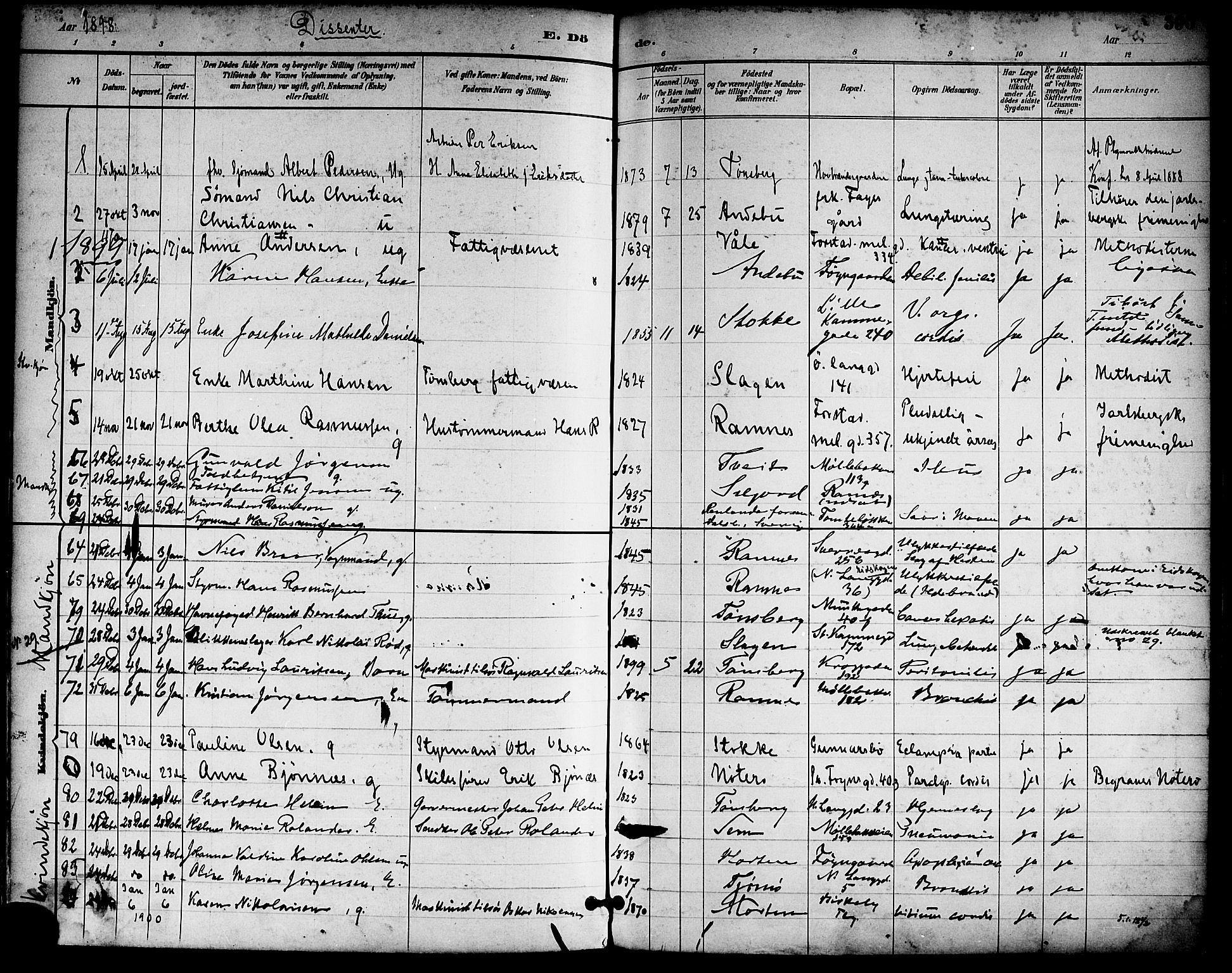 Tønsberg kirkebøker, AV/SAKO-A-330/F/Fa/L0012: Parish register (official) no. I 12, 1891-1899, p. 395