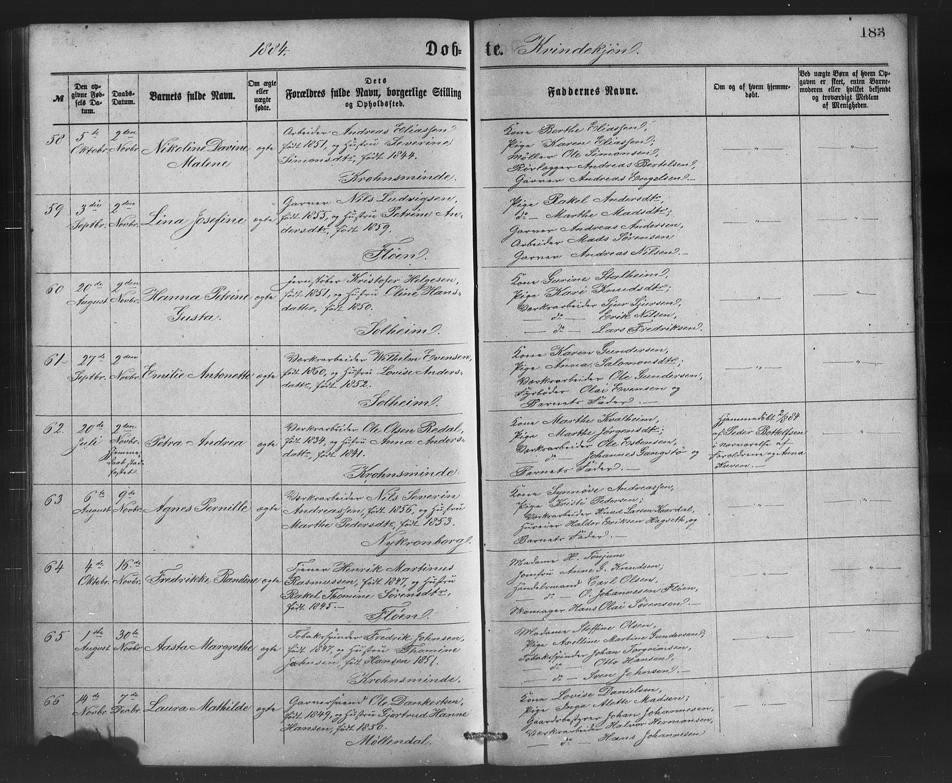 St. Jørgens hospital og Årstad sokneprestembete, AV/SAB-A-99934: Parish register (copy) no. A 4, 1873-1885, p. 183