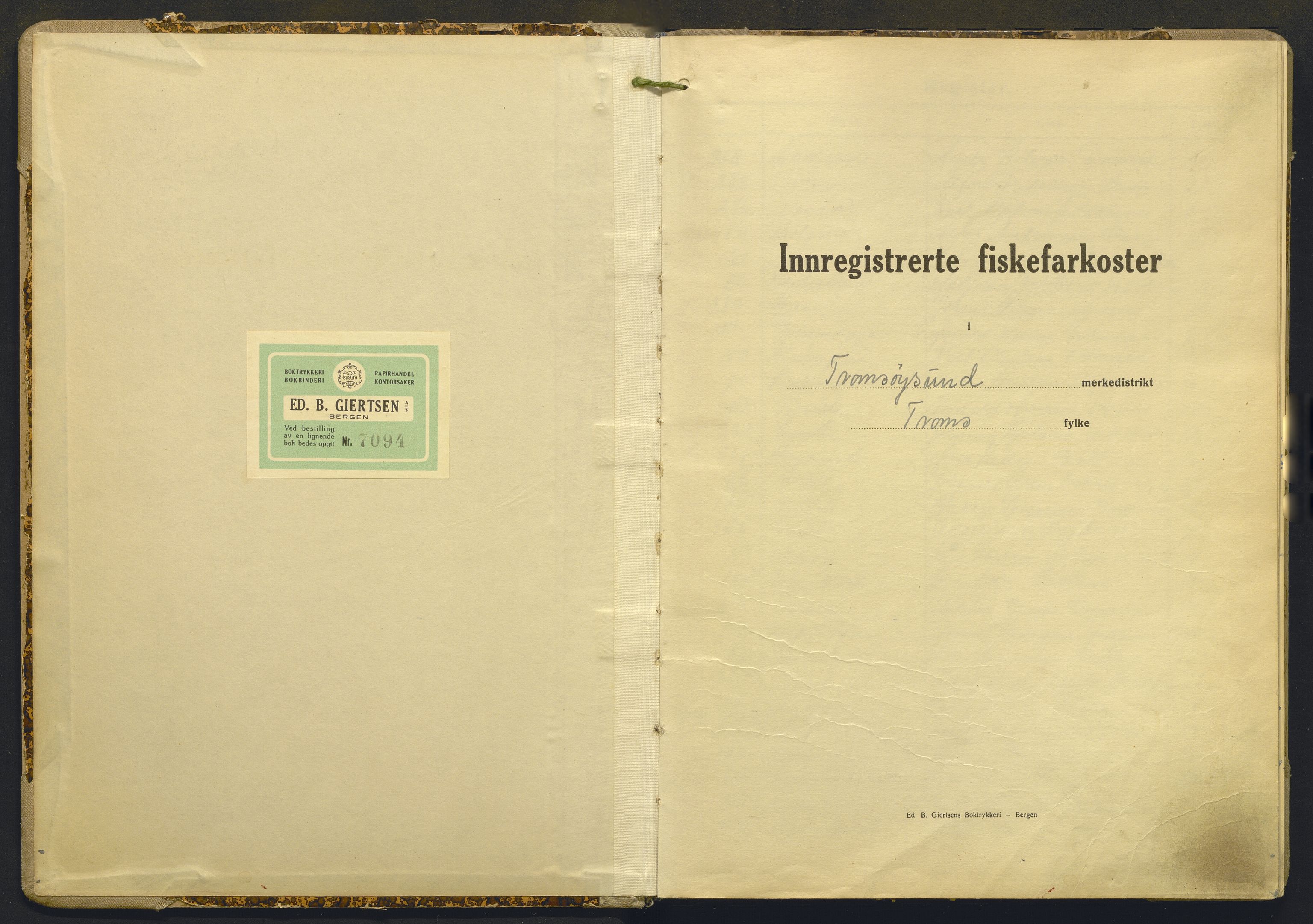 Fiskeridirektoratet - 1 Adm. ledelse - 13 Båtkontoret, AV/SAB-A-2003/I/Ia/Iab/L0079: 135.0231/4  Merkeprotokoll - Tromsøysund, 1948-1953