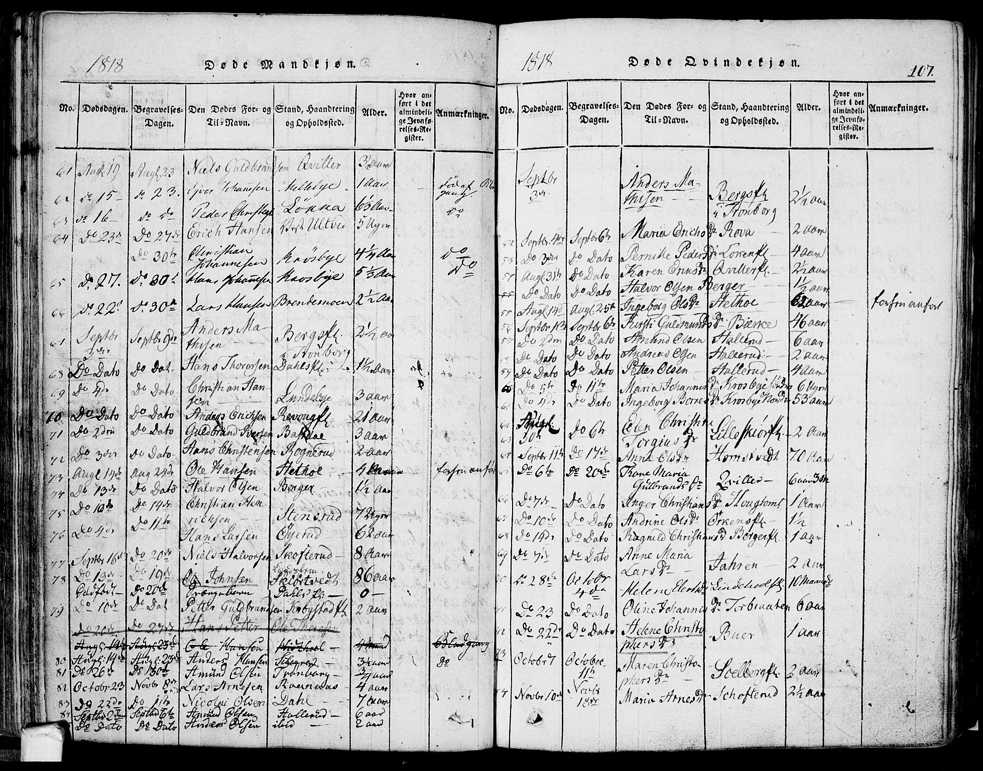 Eidsberg prestekontor Kirkebøker, AV/SAO-A-10905/F/Fa/L0007: Parish register (official) no. I 7, 1814-1832, p. 107