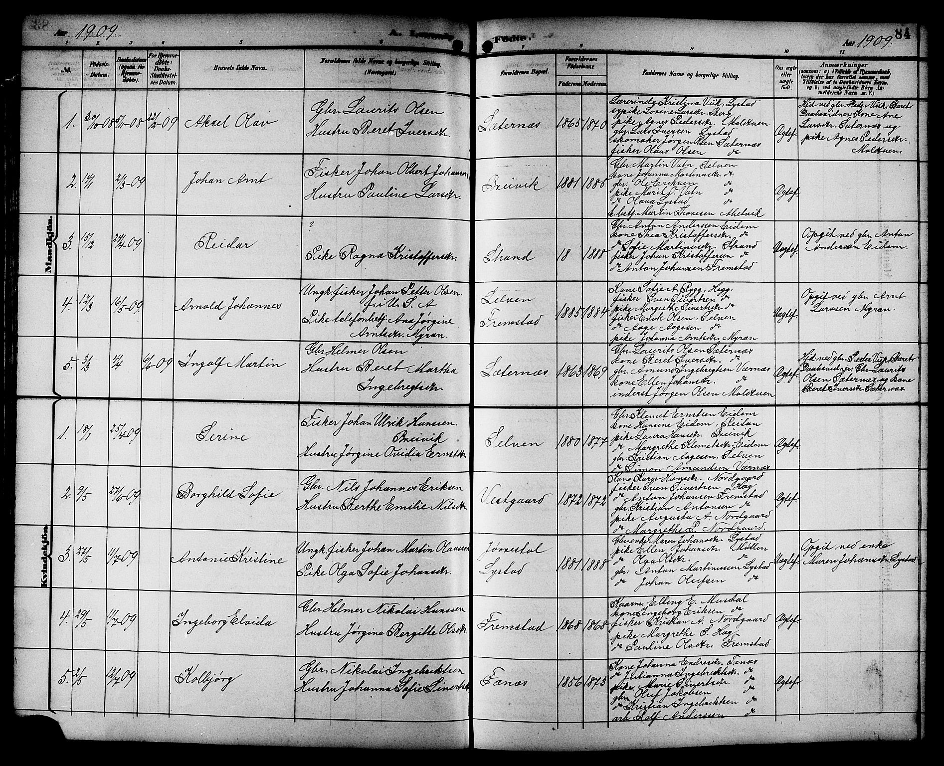 Ministerialprotokoller, klokkerbøker og fødselsregistre - Sør-Trøndelag, SAT/A-1456/662/L0757: Parish register (copy) no. 662C02, 1892-1918, p. 84