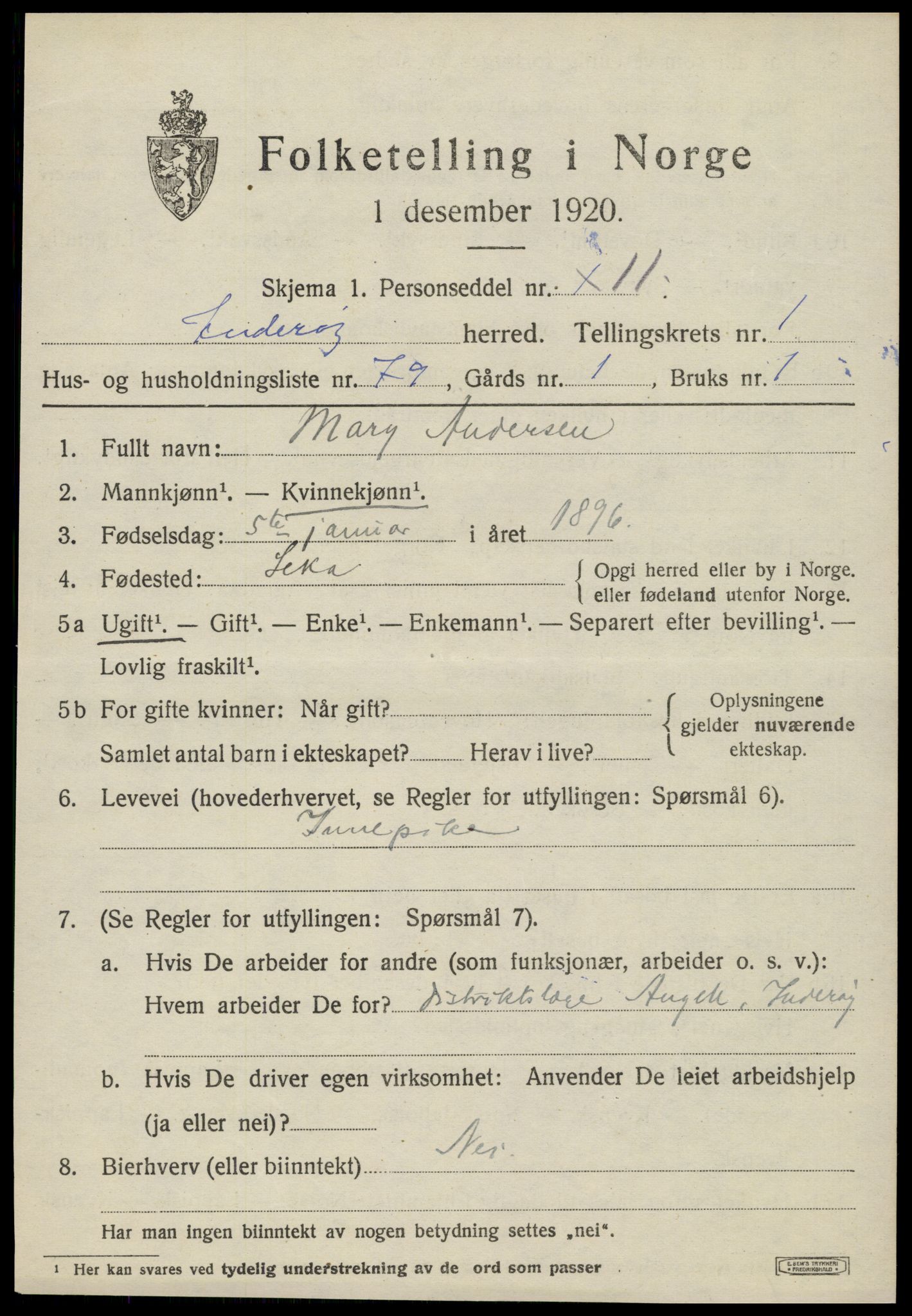 SAT, 1920 census for Inderøy, 1920, p. 1837